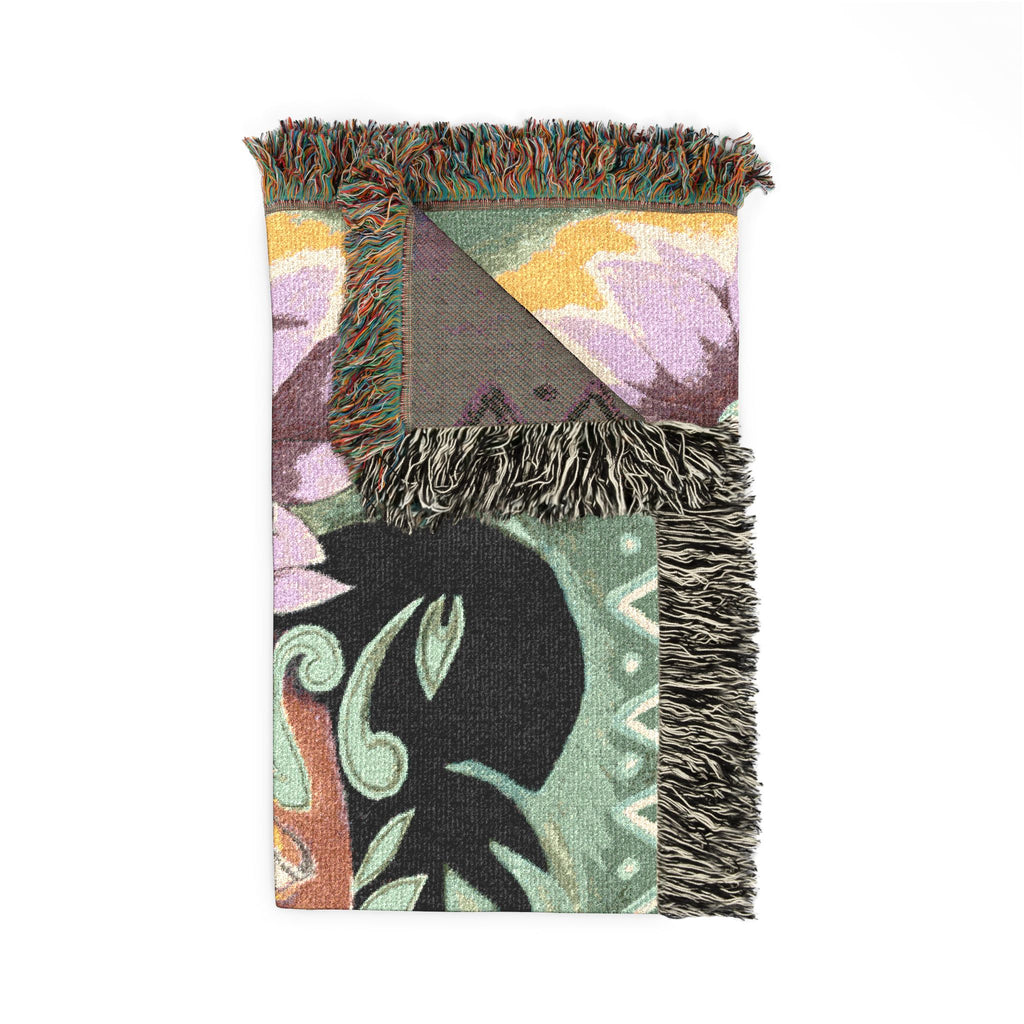 Floral Skull Woven Blanket — Boho Day of the Dead Throw
