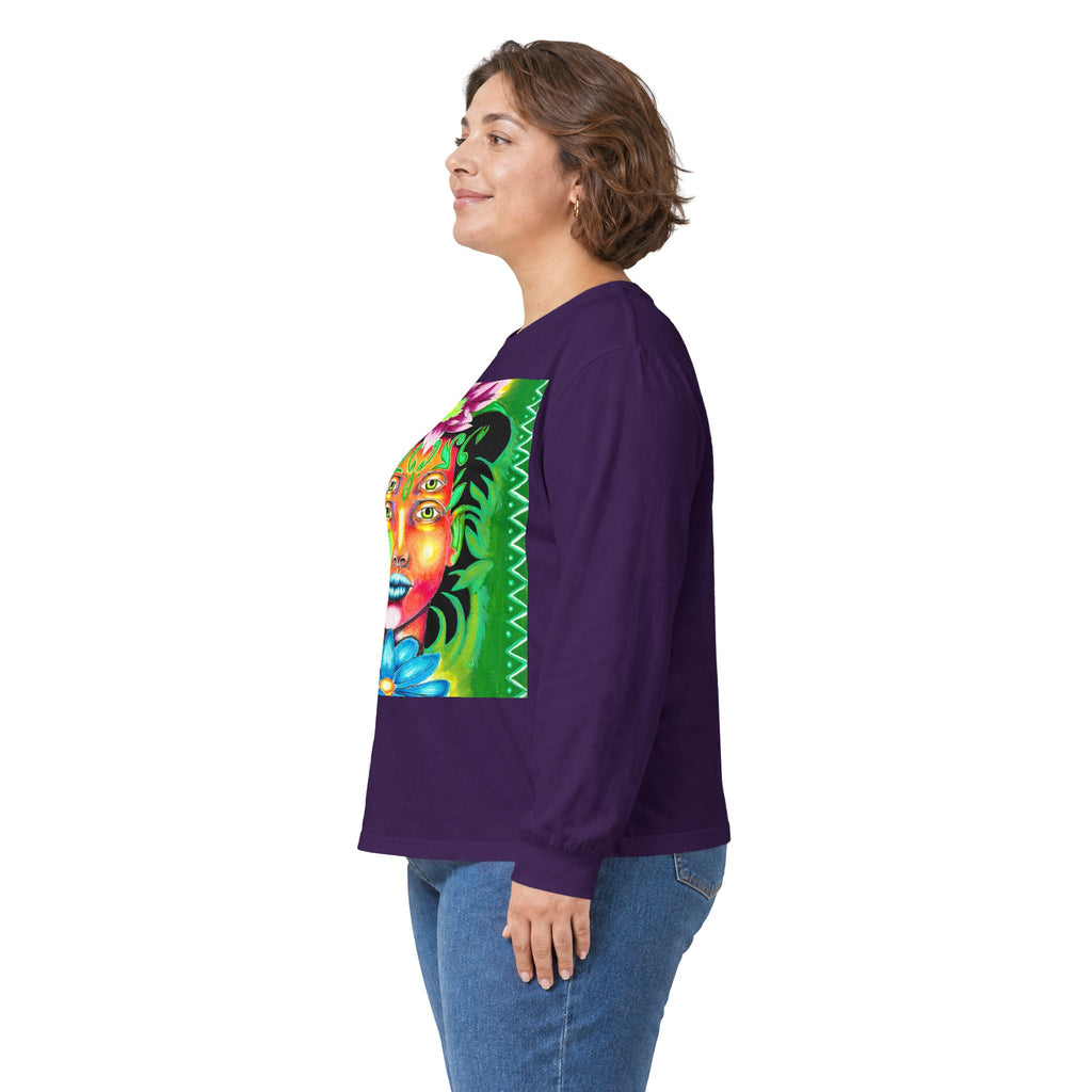 Psychedelic Floral Face Long Sleeve Tee