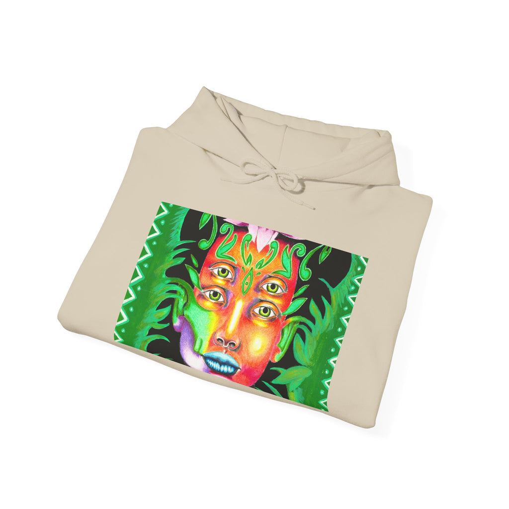 Psychedelic Green Goddess Hoodie — Vibrant Medusa Art Sweatshirt