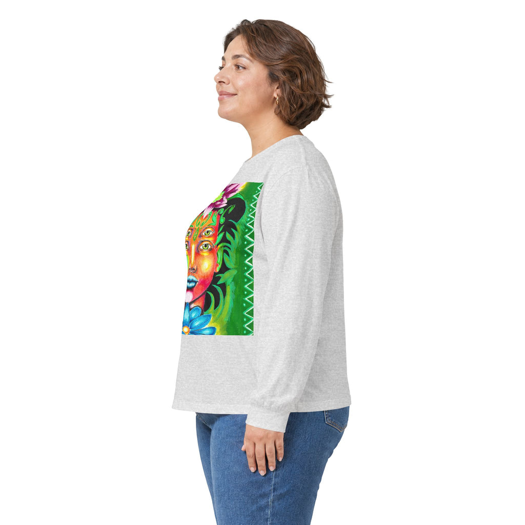 Psychedelic Floral Face Long Sleeve Tee