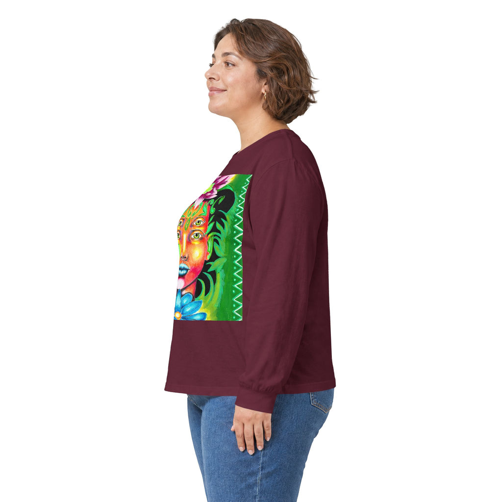 Psychedelic Floral Face Long Sleeve Tee