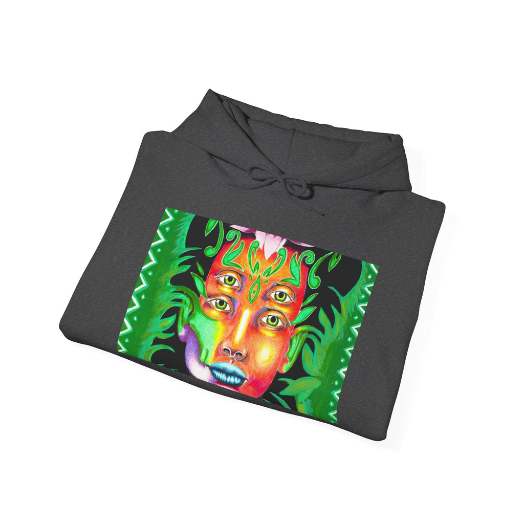 Psychedelic Green Goddess Hoodie — Vibrant Medusa Art Sweatshirt