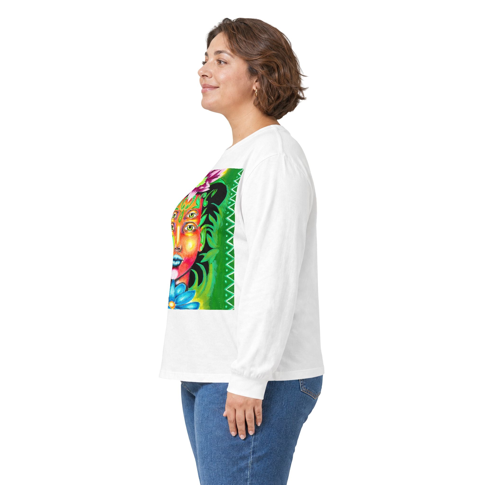 Psychedelic Floral Face Long Sleeve Tee