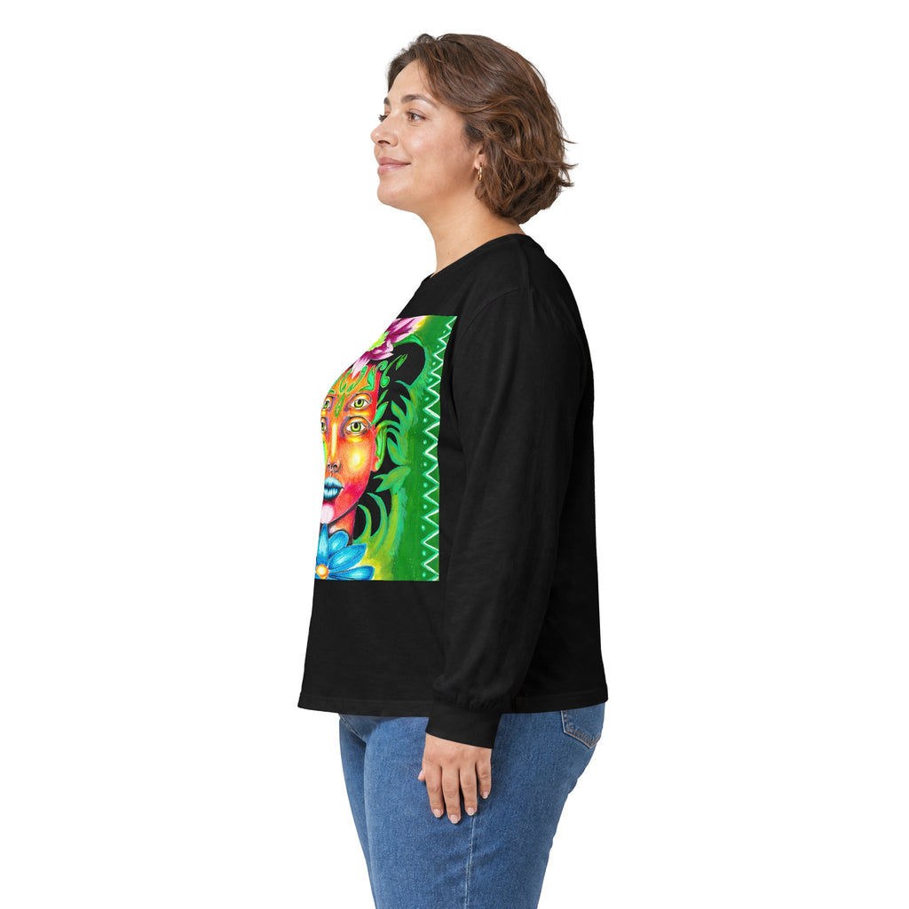 Psychedelic Floral Face Long Sleeve Tee