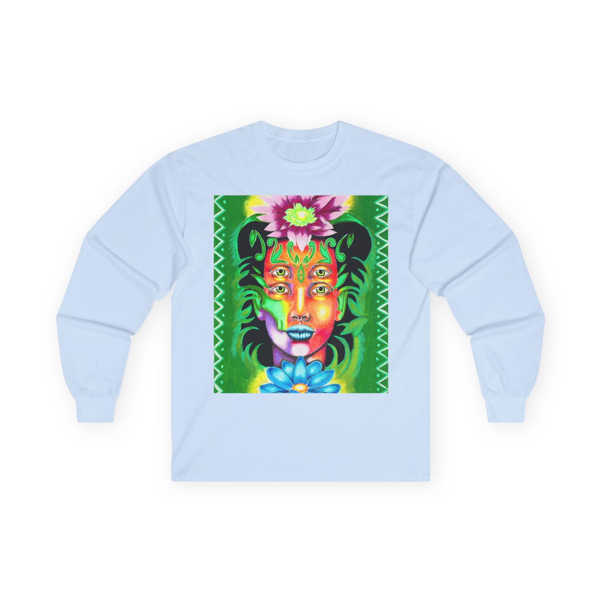 Psychedelic Floral Face Long Sleeve Tee