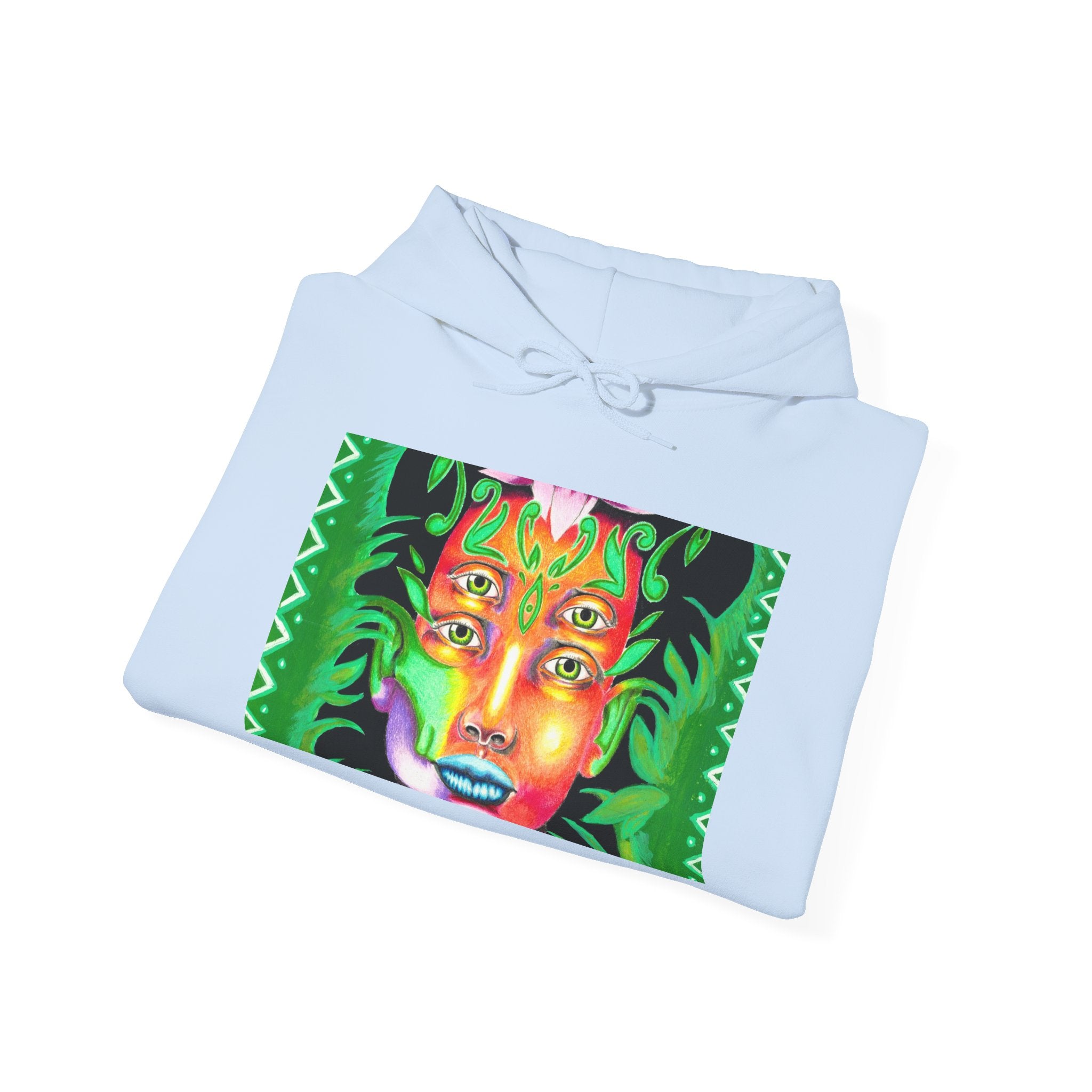 Psychedelic Green Goddess Hoodie — Vibrant Medusa Art Sweatshirt