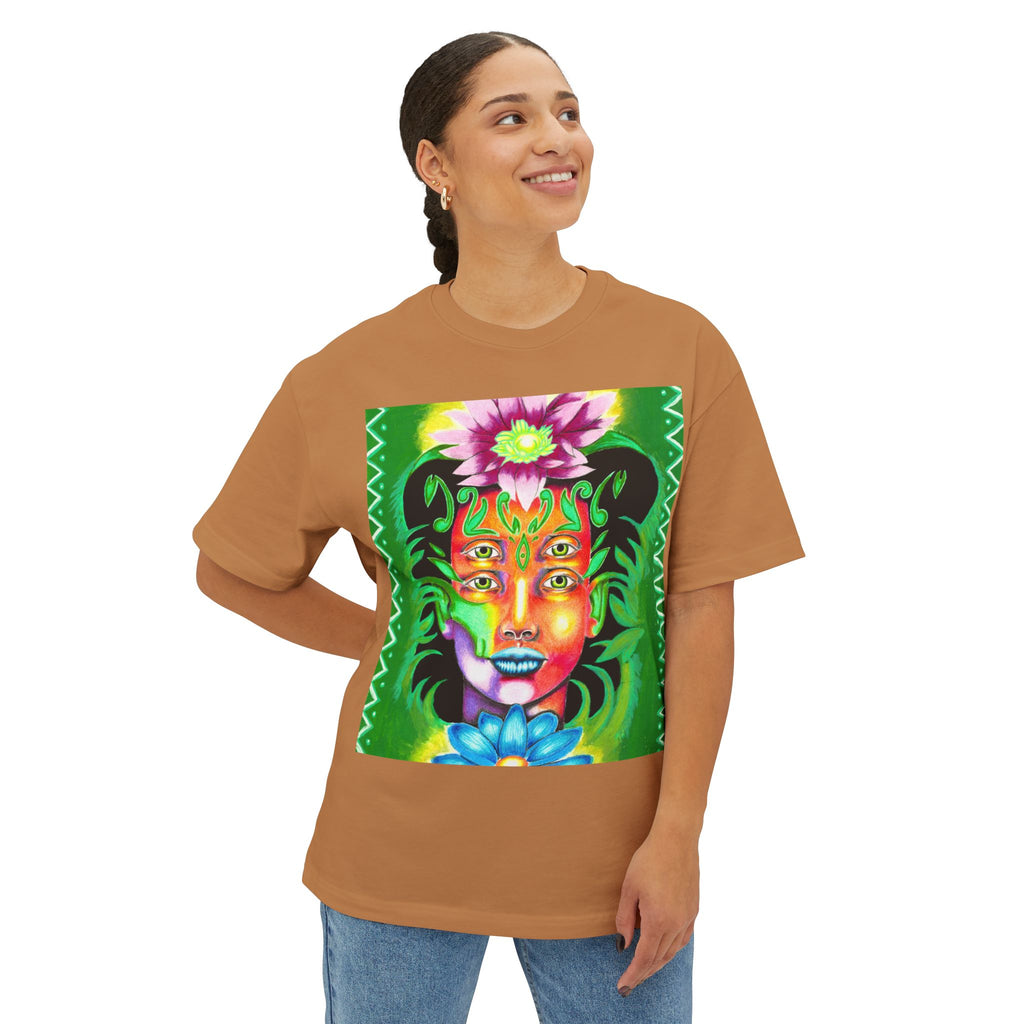 Mystic Flora Face Tee — Psychedelic Floral Art T-Shirt