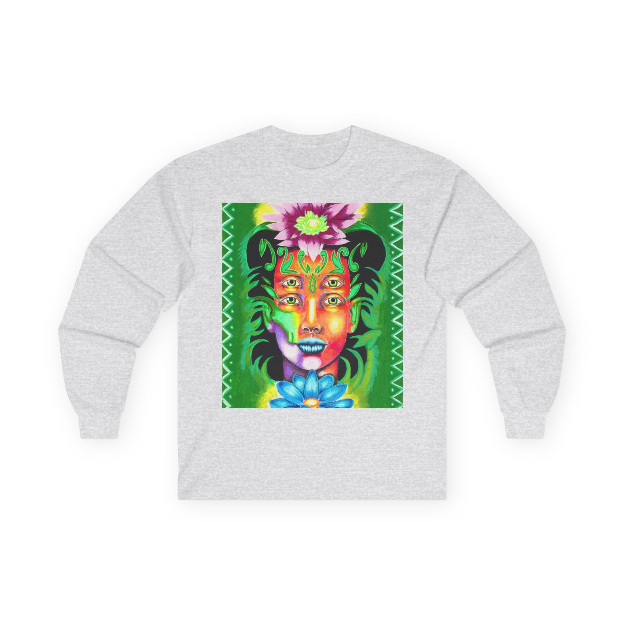 Psychedelic Floral Face Long Sleeve Tee