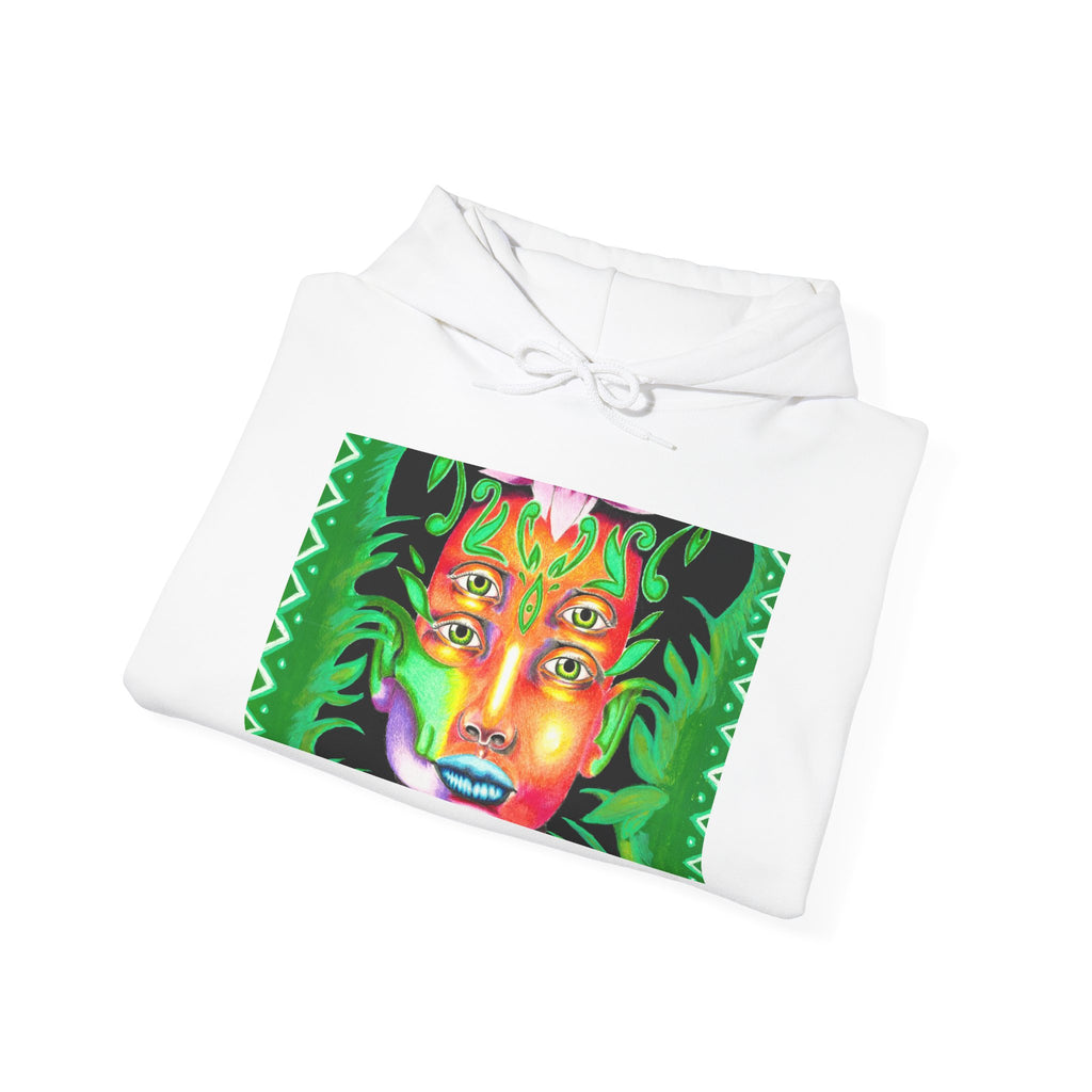 Psychedelic Green Goddess Hoodie — Vibrant Medusa Art Sweatshirt