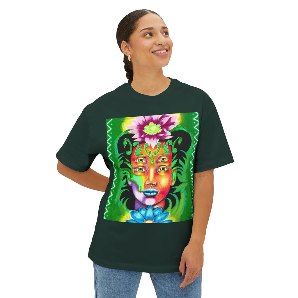 Mystic Flora Face Tee — Psychedelic Floral Art T-Shirt