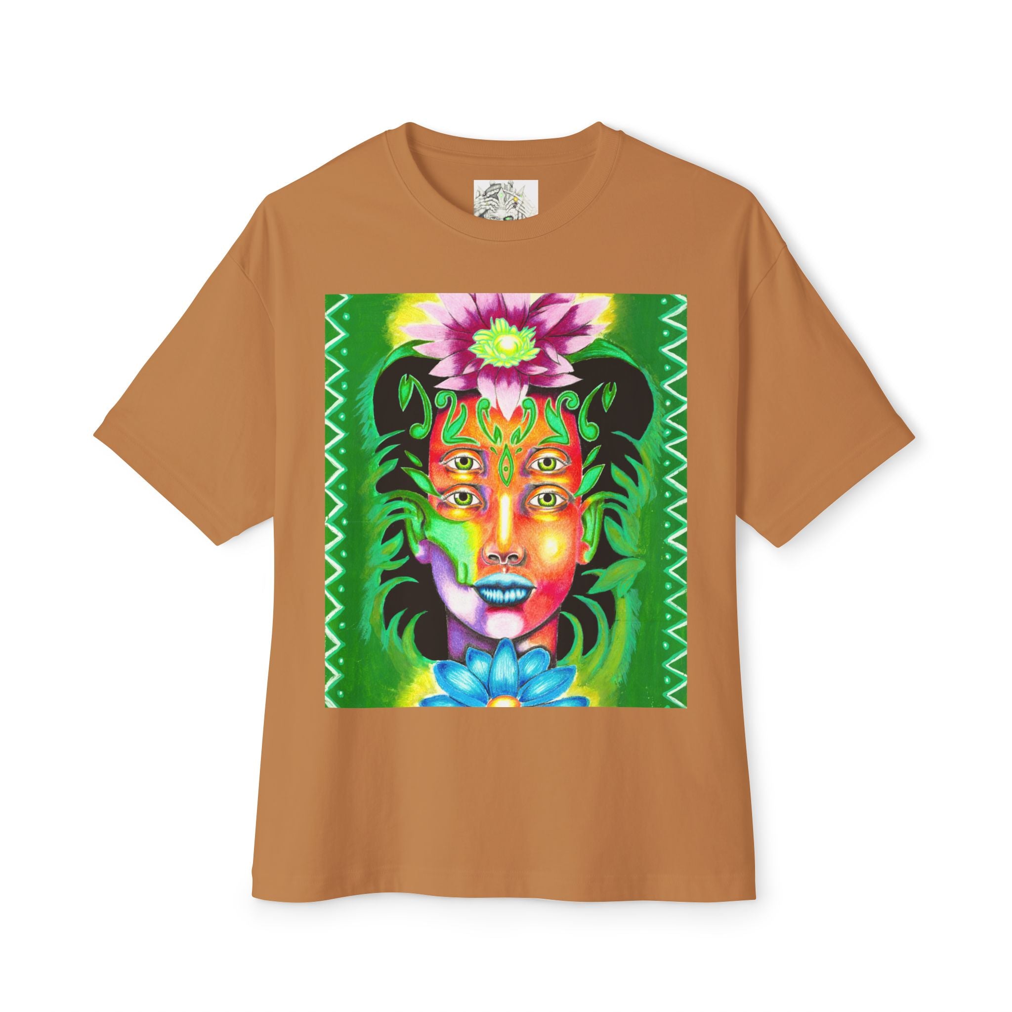 Mystic Flora Face Tee — Psychedelic Floral Art T-Shirt