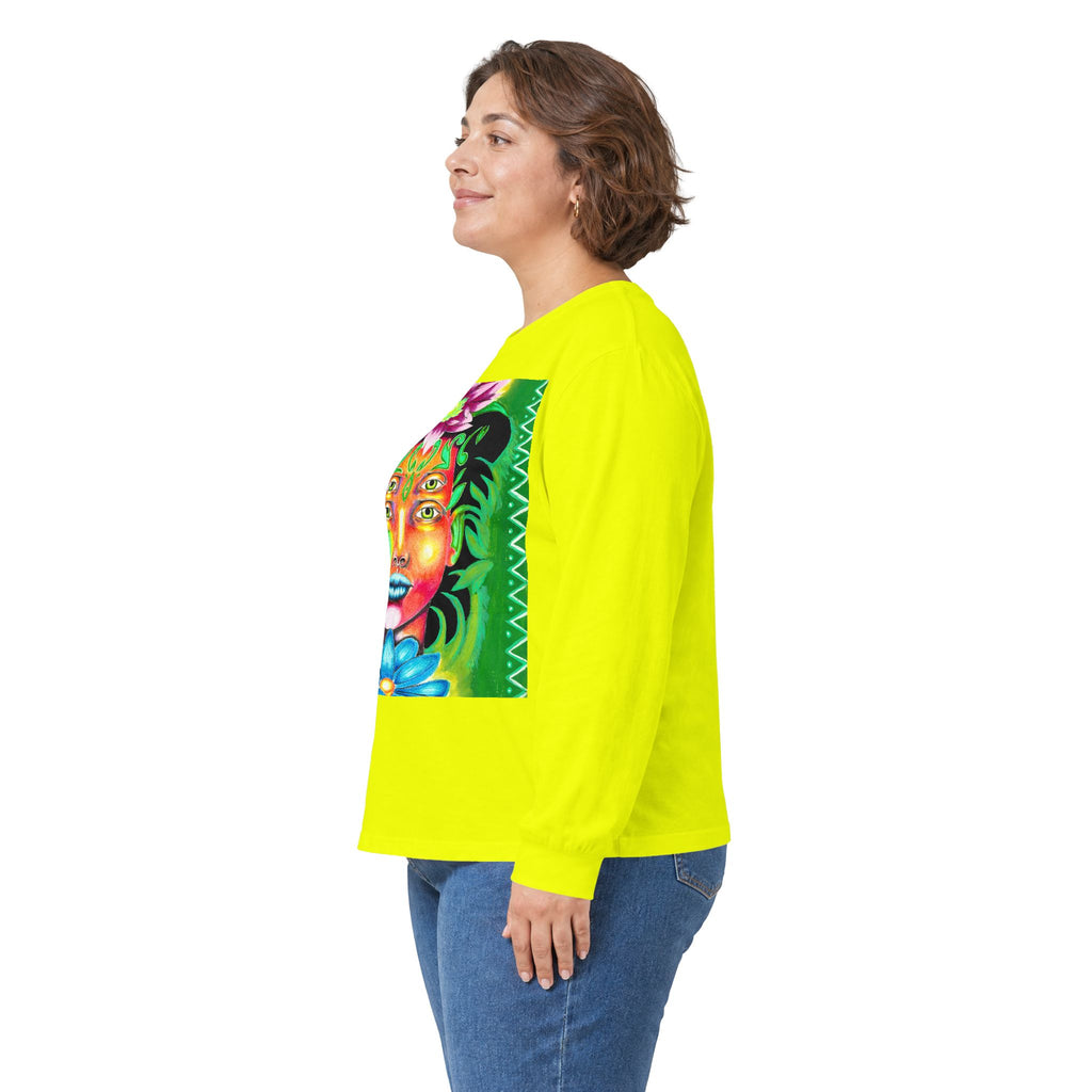 Psychedelic Floral Face Long Sleeve Tee