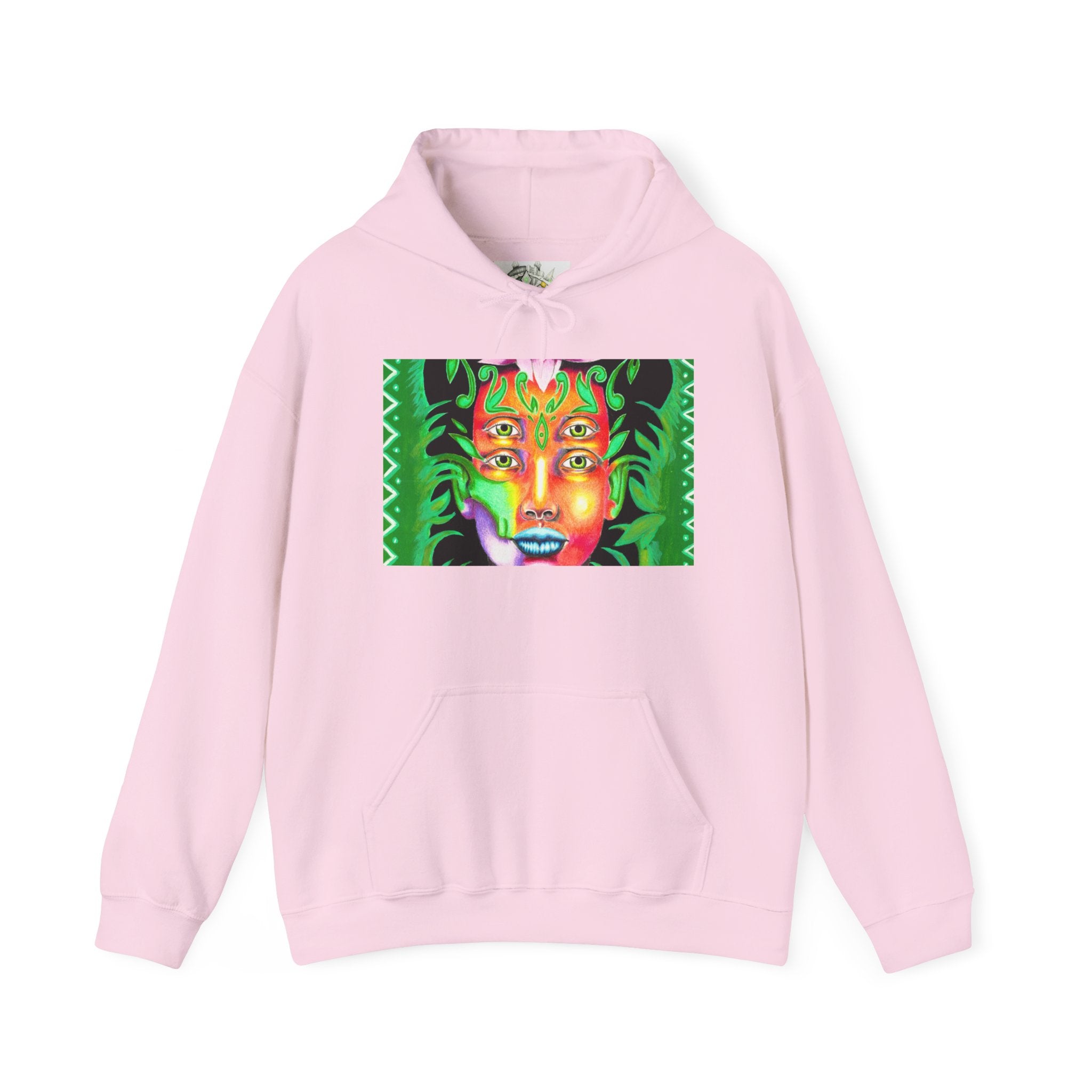 Psychedelic Green Goddess Hoodie — Vibrant Medusa Art Sweatshirt