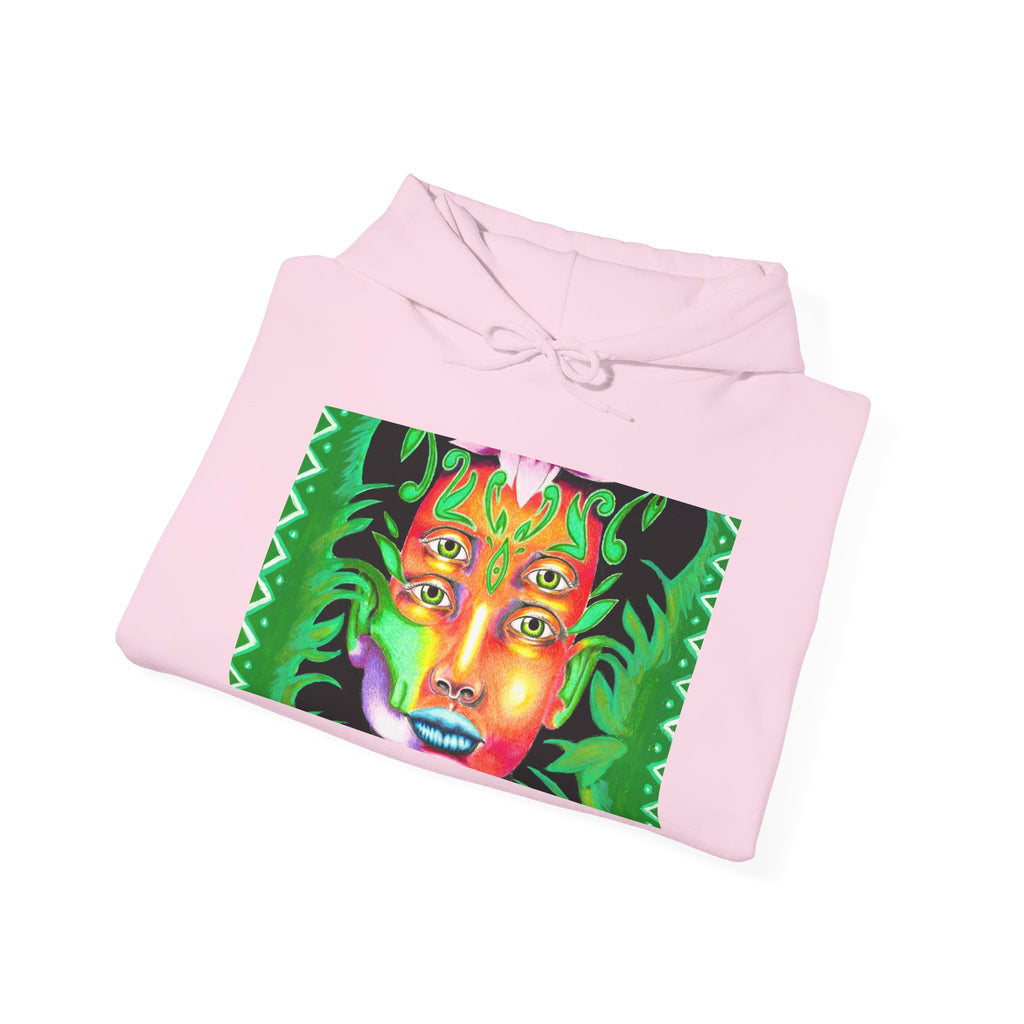 Psychedelic Green Goddess Hoodie — Vibrant Medusa Art Sweatshirt