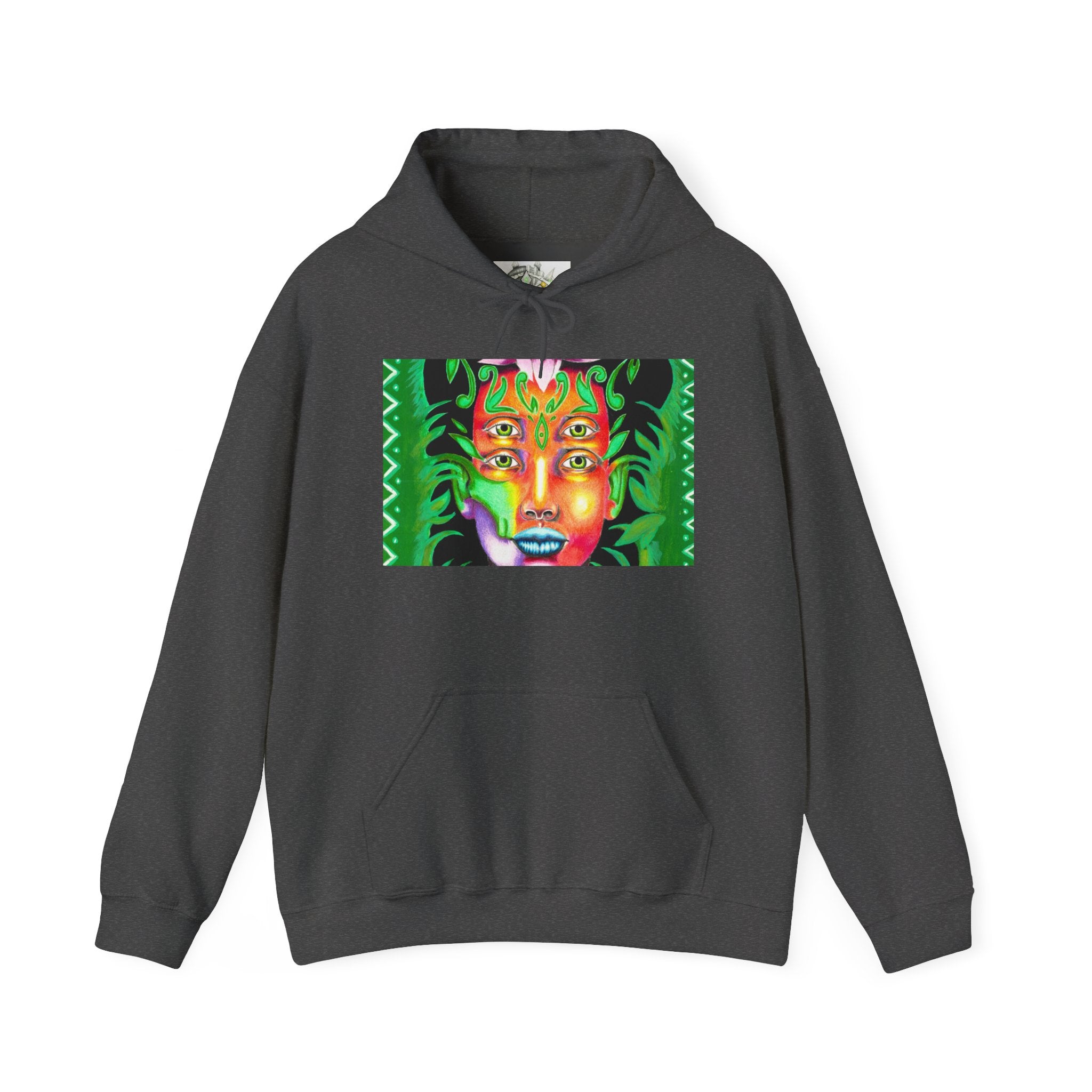 Psychedelic Green Goddess Hoodie — Vibrant Medusa Art Sweatshirt