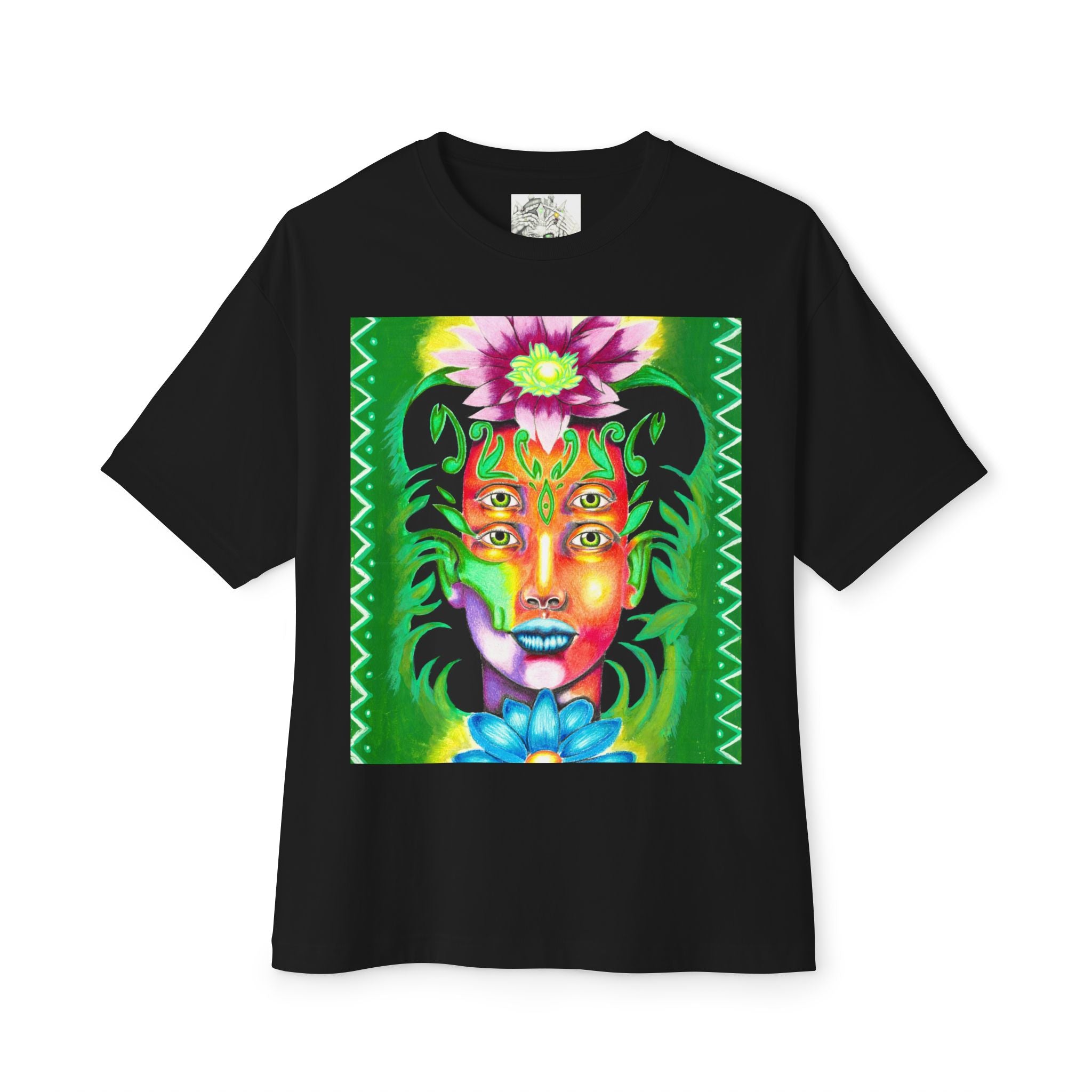Mystic Flora Face Tee — Psychedelic Floral Art T-Shirt