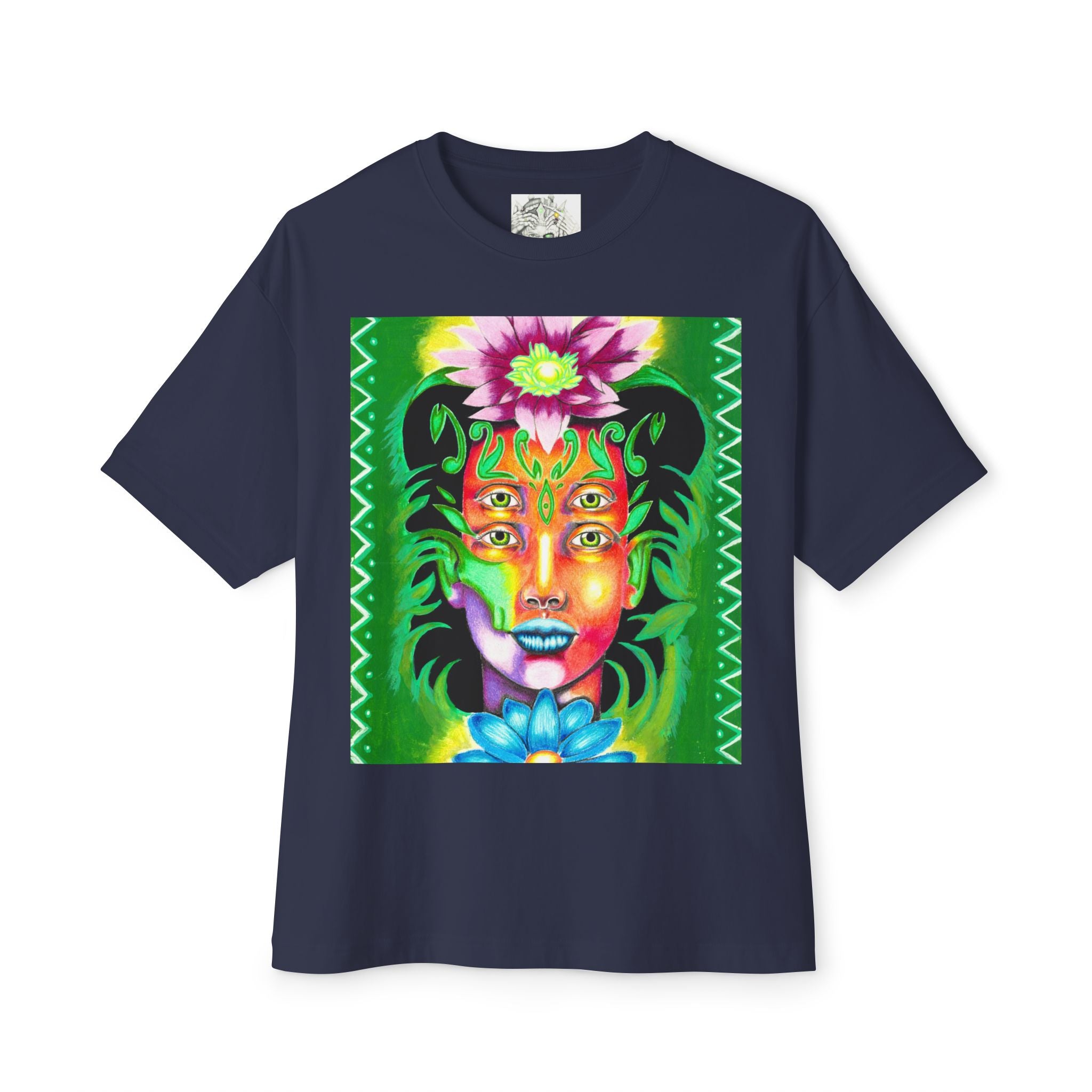 Mystic Flora Face Tee — Psychedelic Floral Art T-Shirt