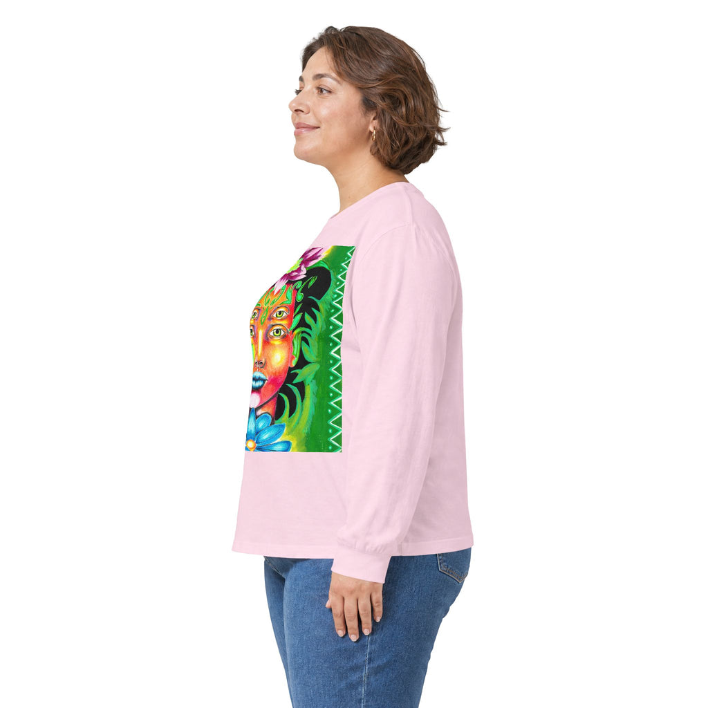 Psychedelic Floral Face Long Sleeve Tee