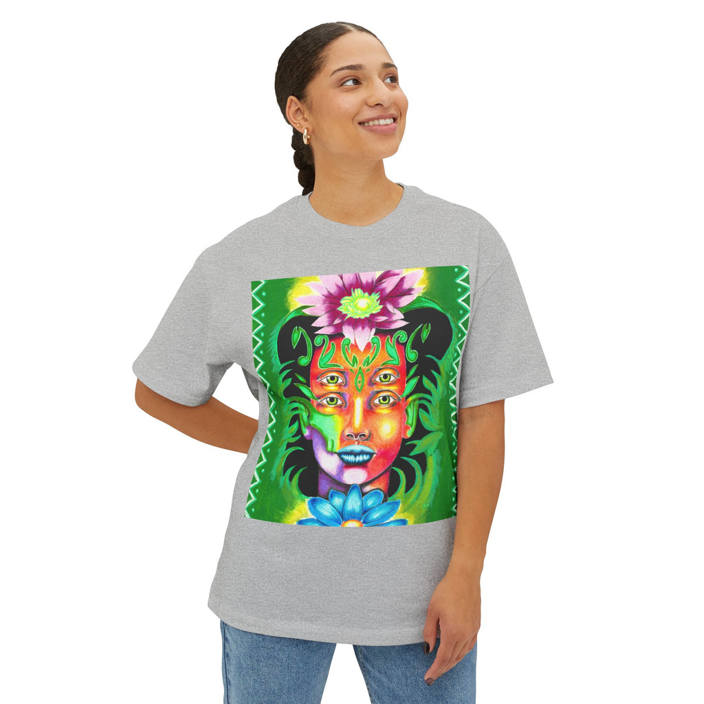 Mystic Flora Face Tee — Psychedelic Floral Art T-Shirt