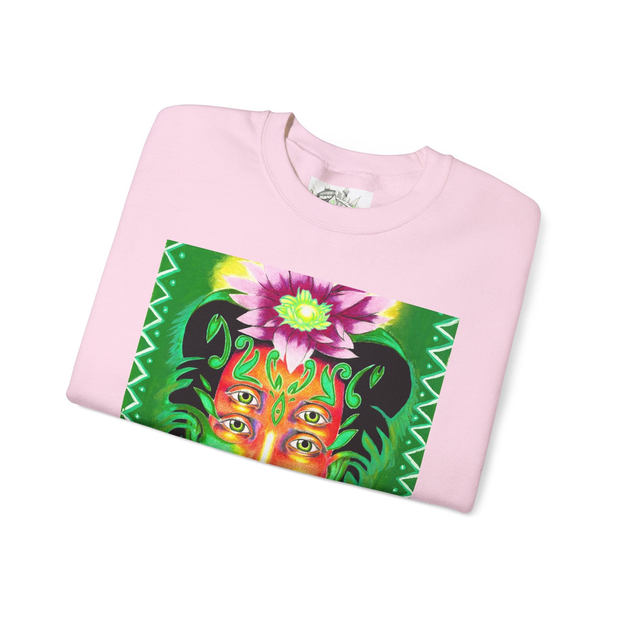 Crewneck Sweatshirt — Vibrant Floral Spirit Face Graphic