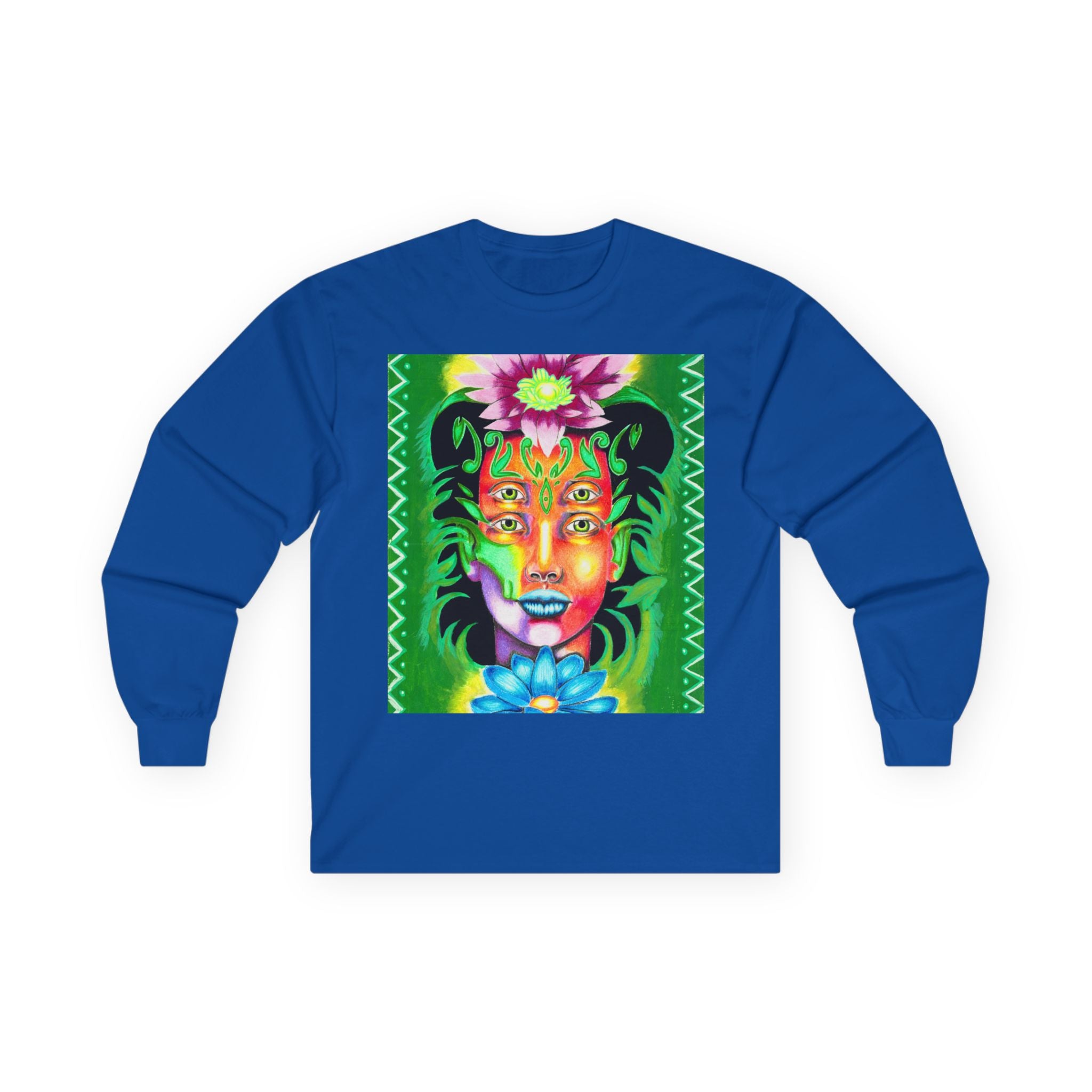 Psychedelic Floral Face Long Sleeve Tee