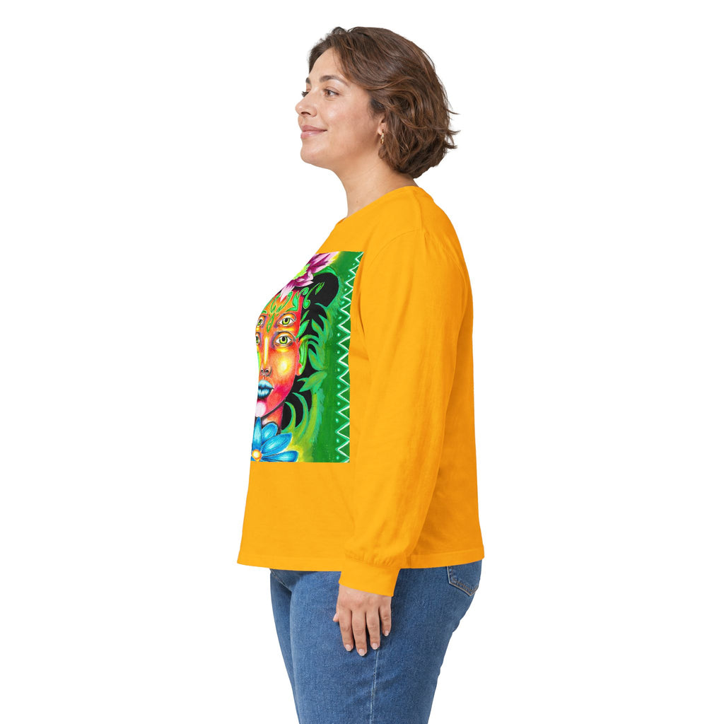 Psychedelic Floral Face Long Sleeve Tee