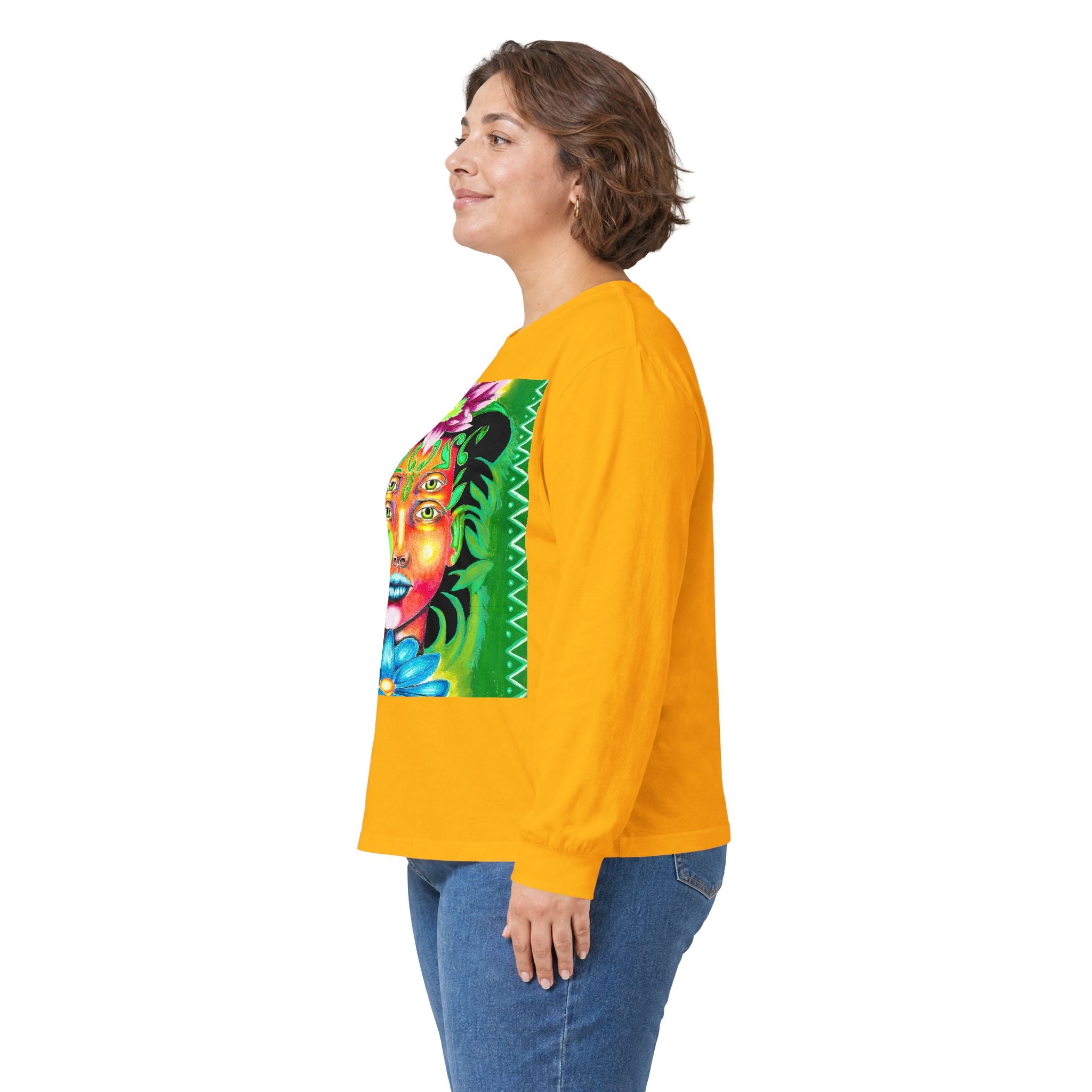 Psychedelic Floral Face Long Sleeve Tee