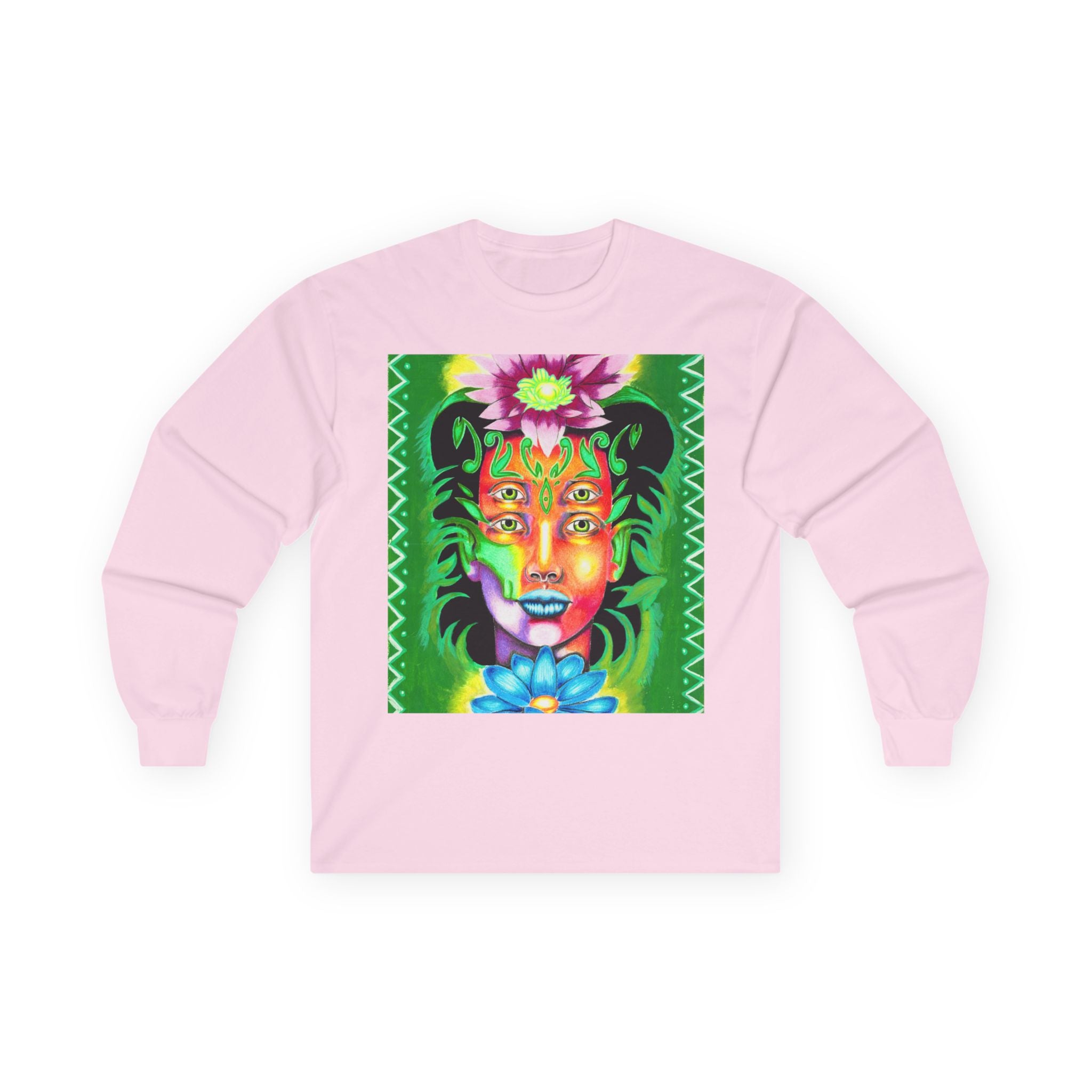 Psychedelic Floral Face Long Sleeve Tee