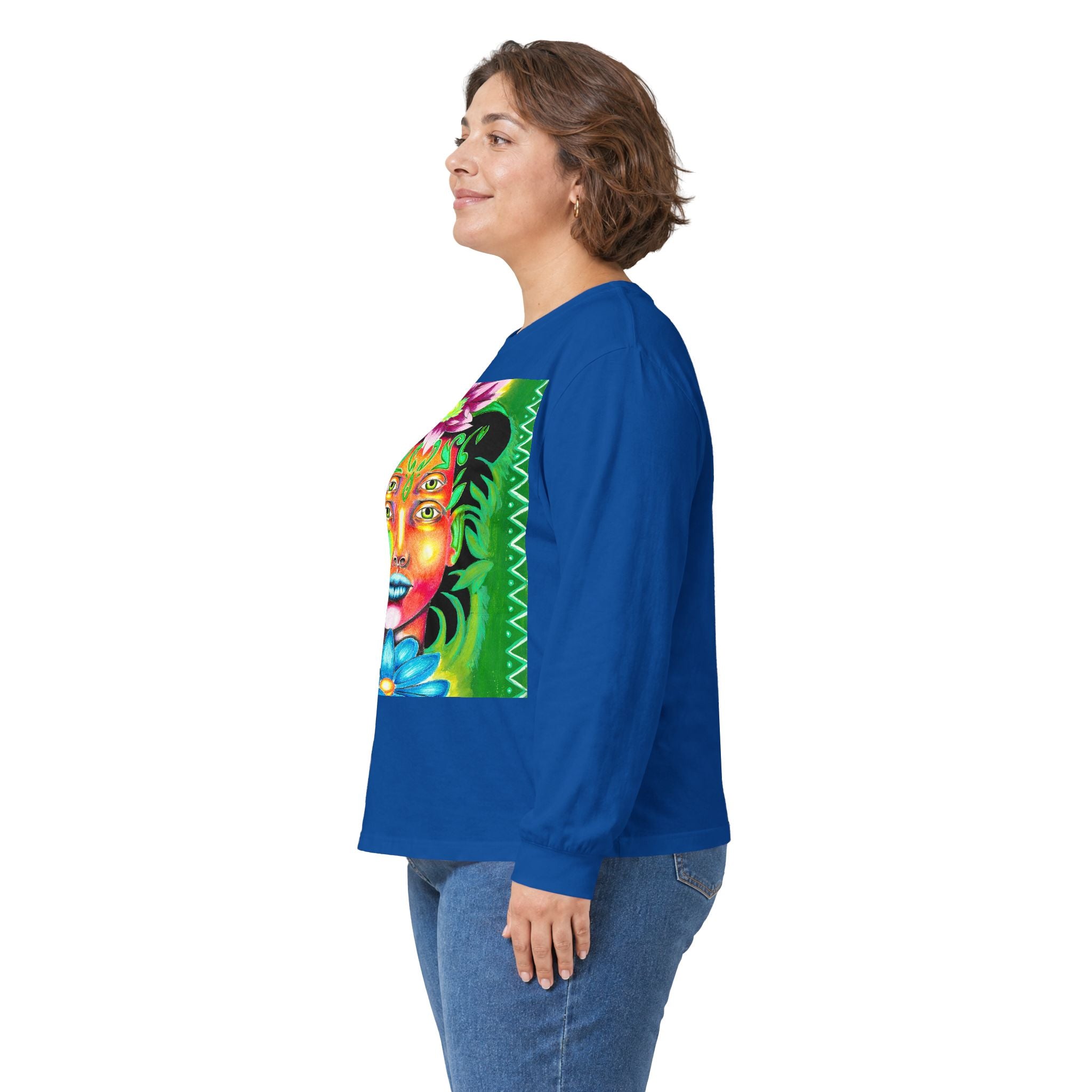 Psychedelic Floral Face Long Sleeve Tee