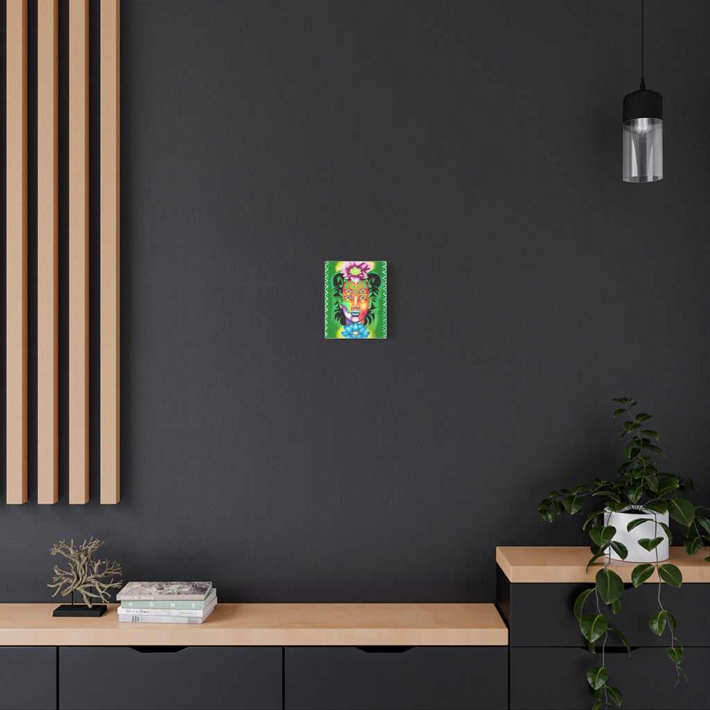 Psychedelic Four-Eyed Face Floral Canvas Art — Vibrant Surreal Wall Decor