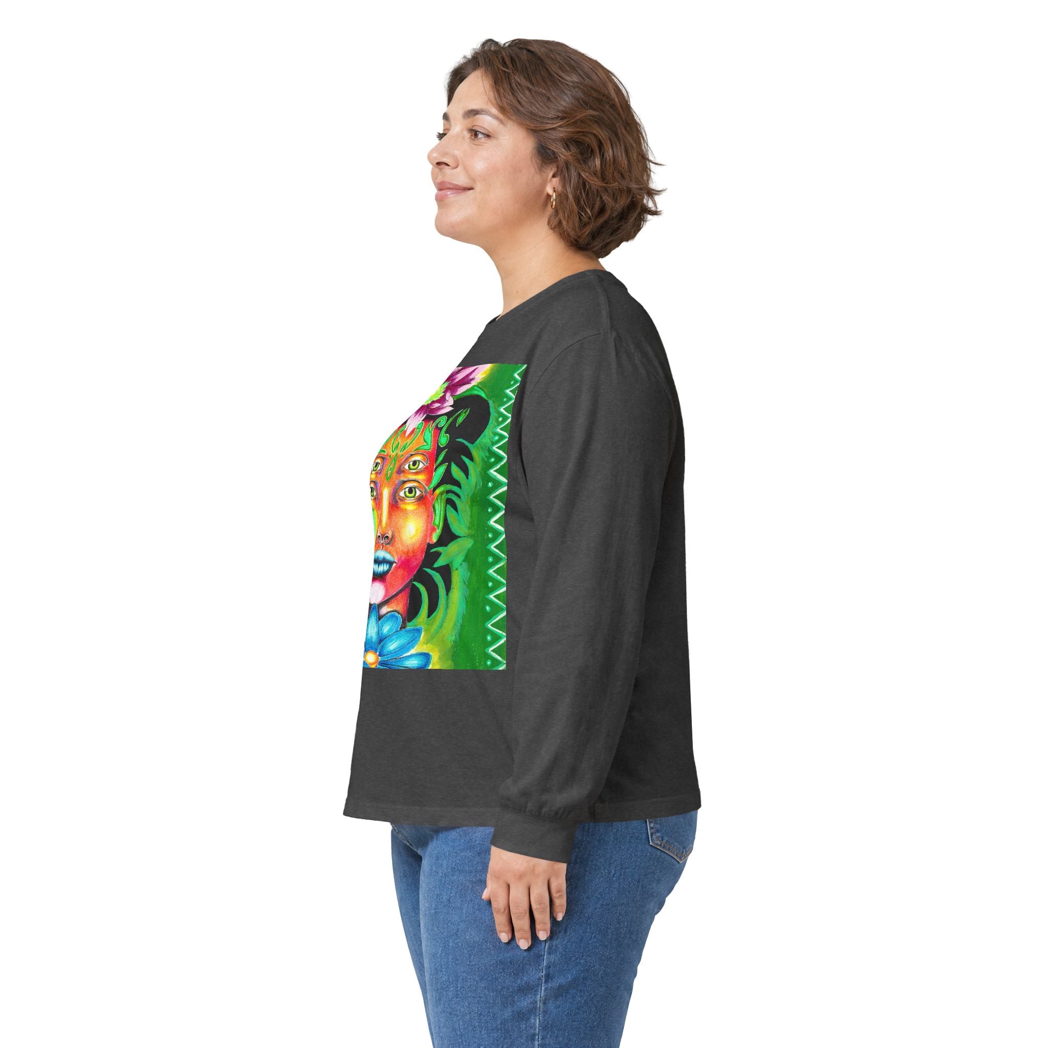 Psychedelic Floral Face Long Sleeve Tee