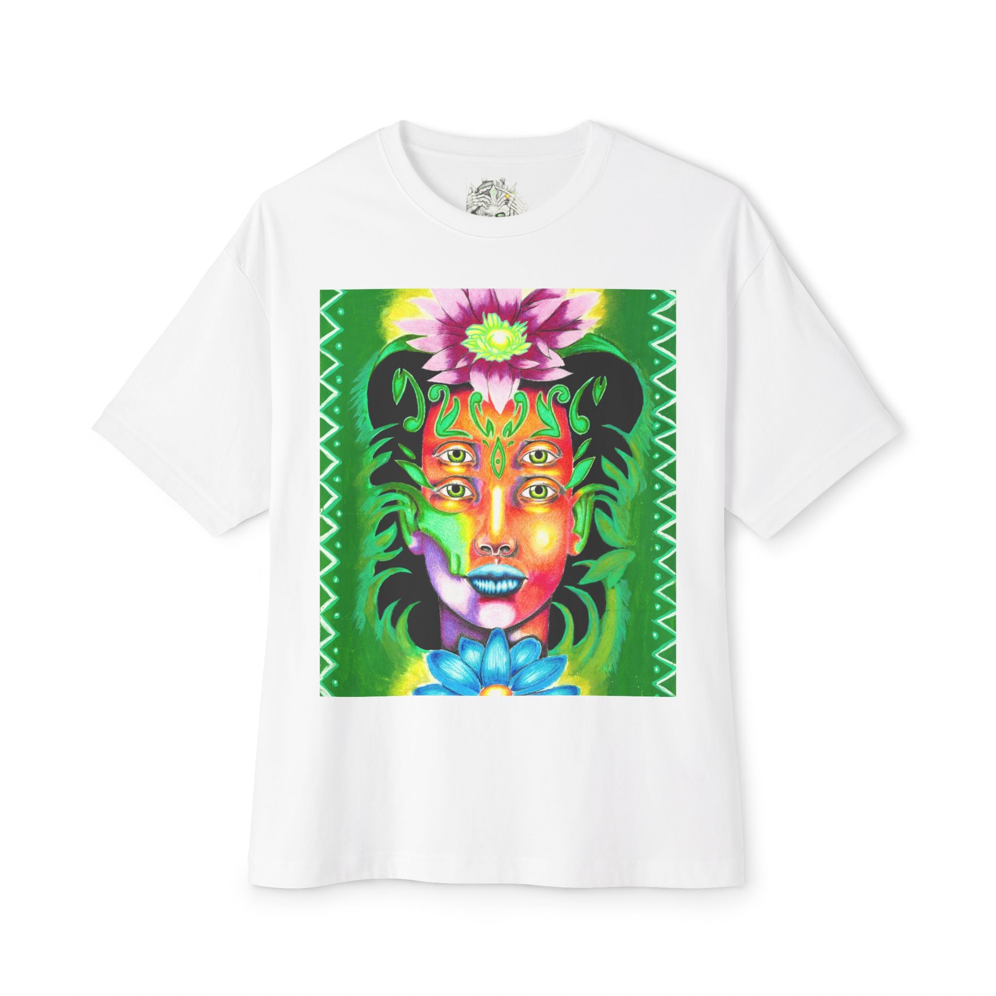 Mystic Flora Face Tee — Psychedelic Floral Art T-Shirt