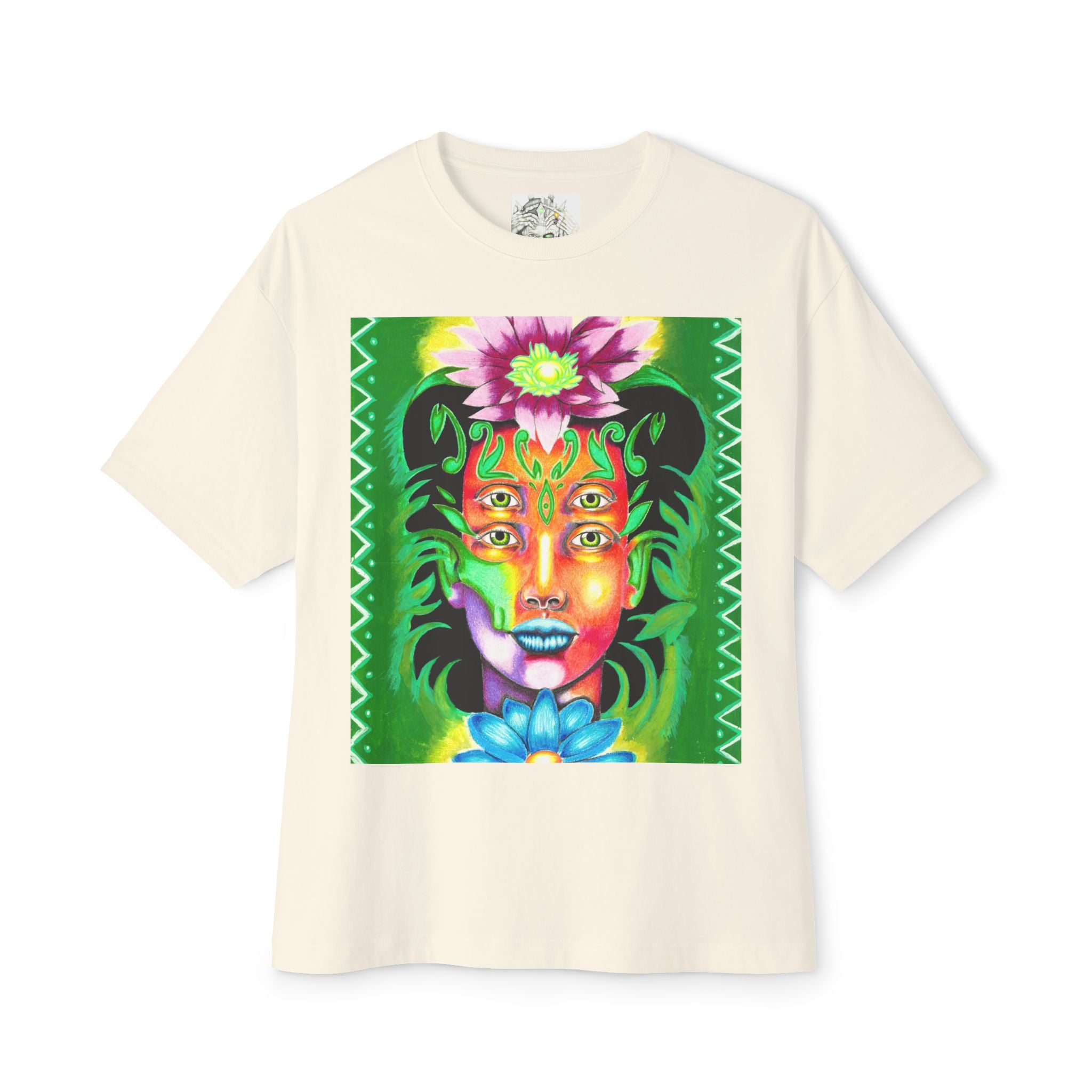 Mystic Flora Face Tee — Psychedelic Floral Art T-Shirt