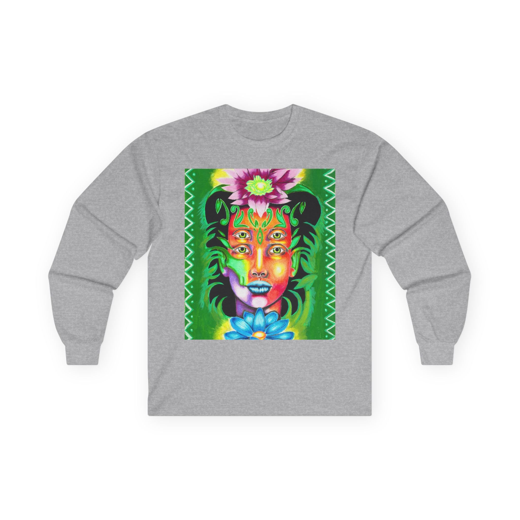 Psychedelic Floral Face Long Sleeve Tee