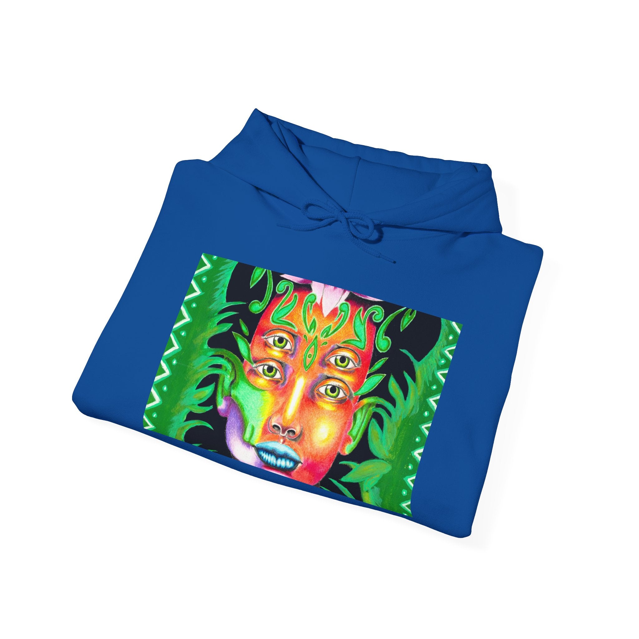 Psychedelic Green Goddess Hoodie — Vibrant Medusa Art Sweatshirt