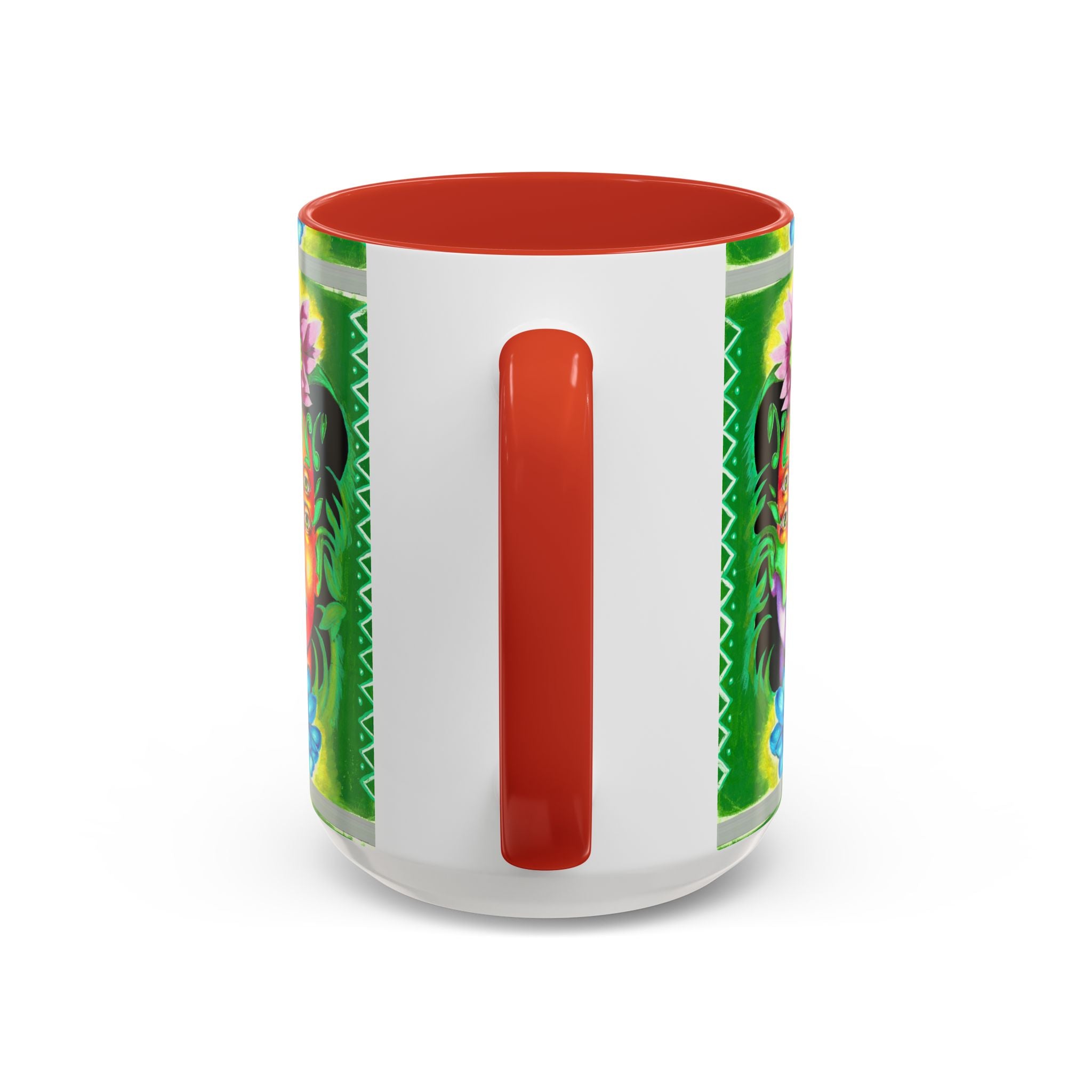 Psychedelic Floral Face Accent Coffee Mug — Colorful Spiritual Art 11/15oz