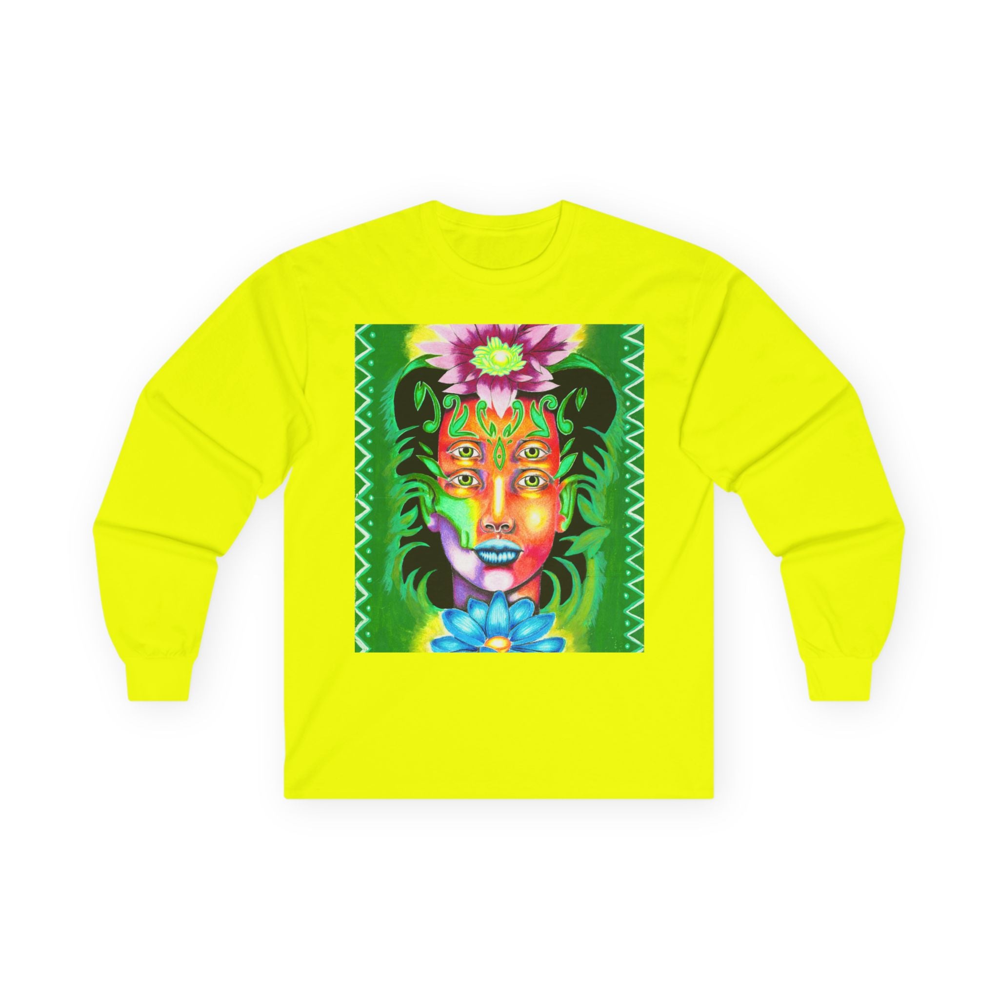 Psychedelic Floral Face Long Sleeve Tee