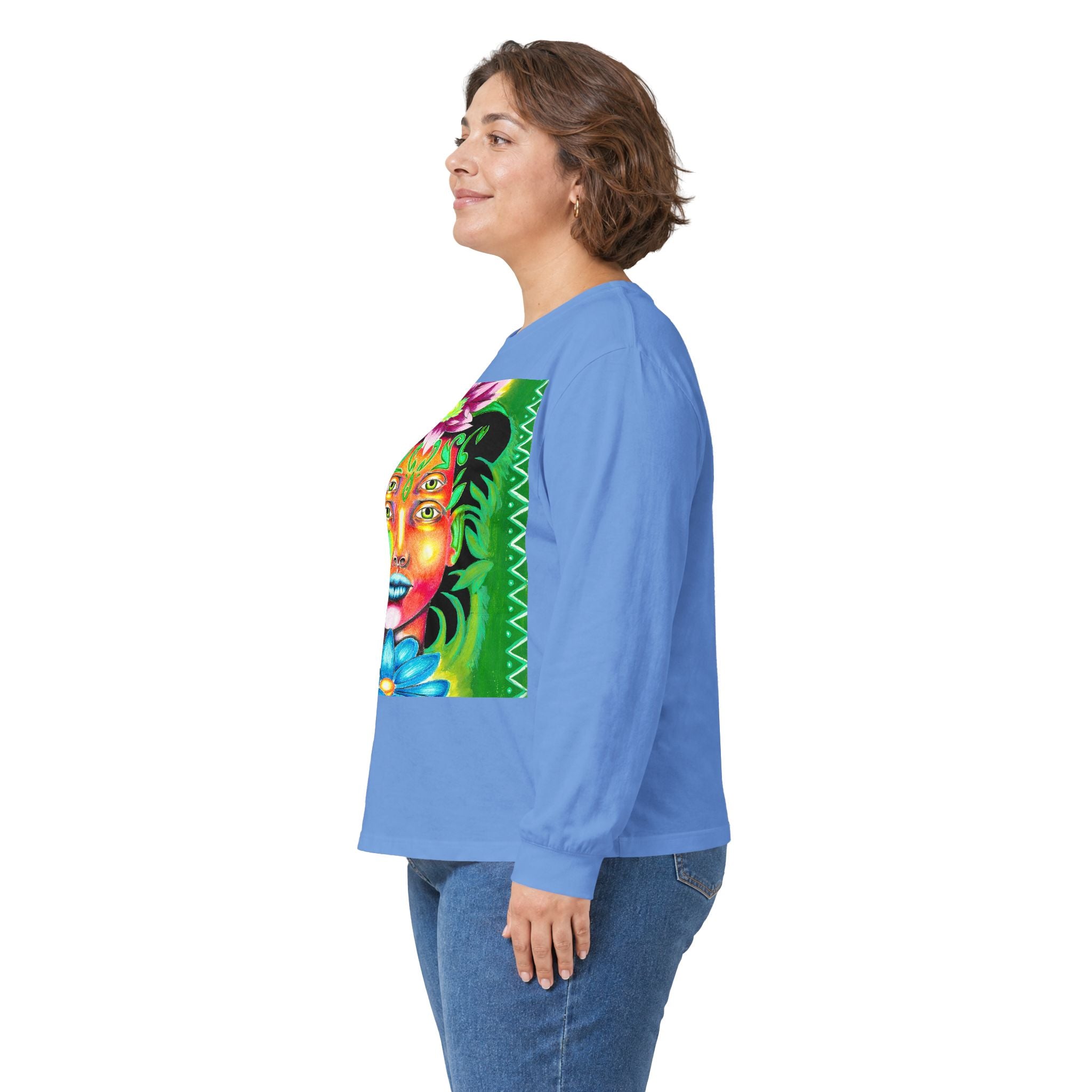 Psychedelic Floral Face Long Sleeve Tee