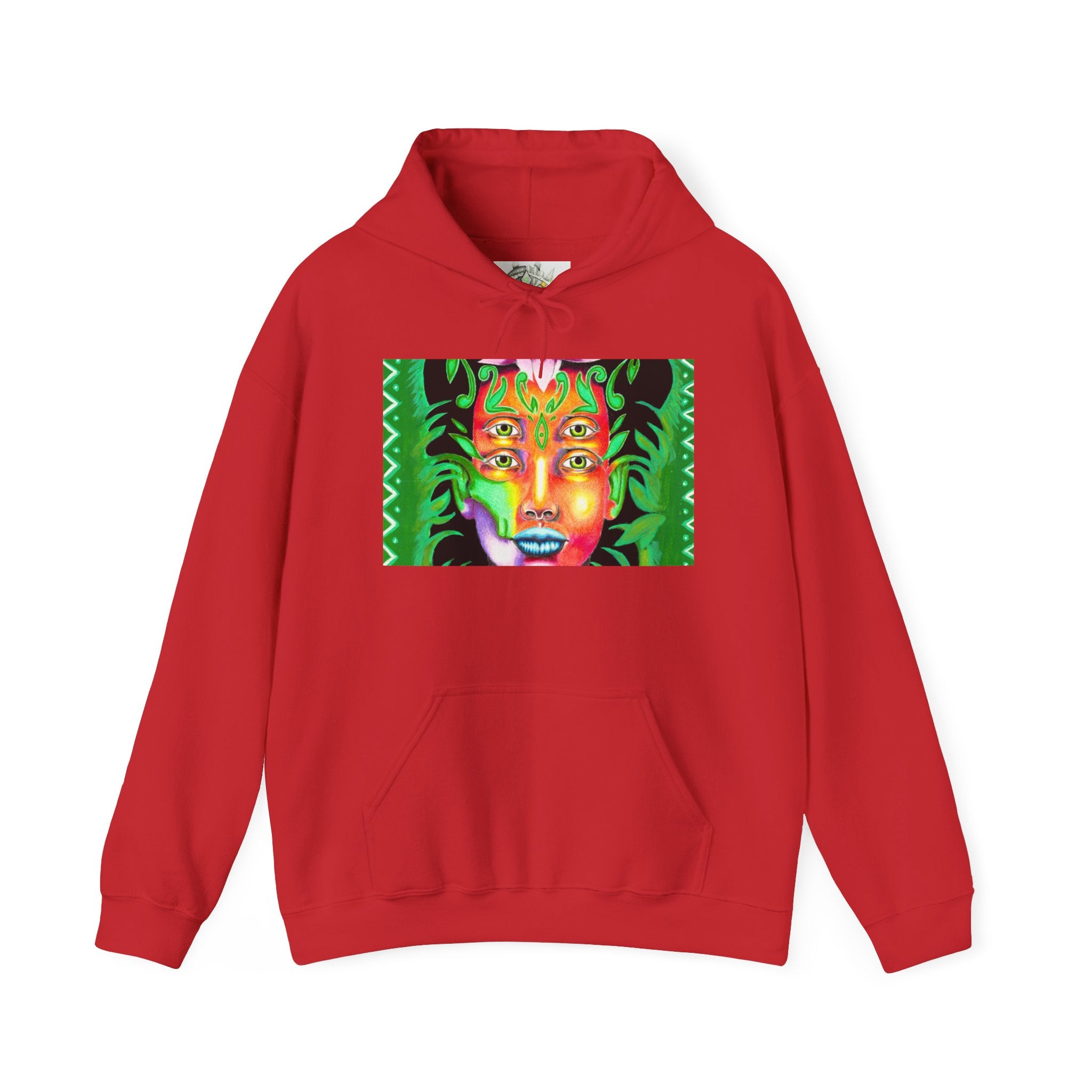Psychedelic Green Goddess Hoodie — Vibrant Medusa Art Sweatshirt