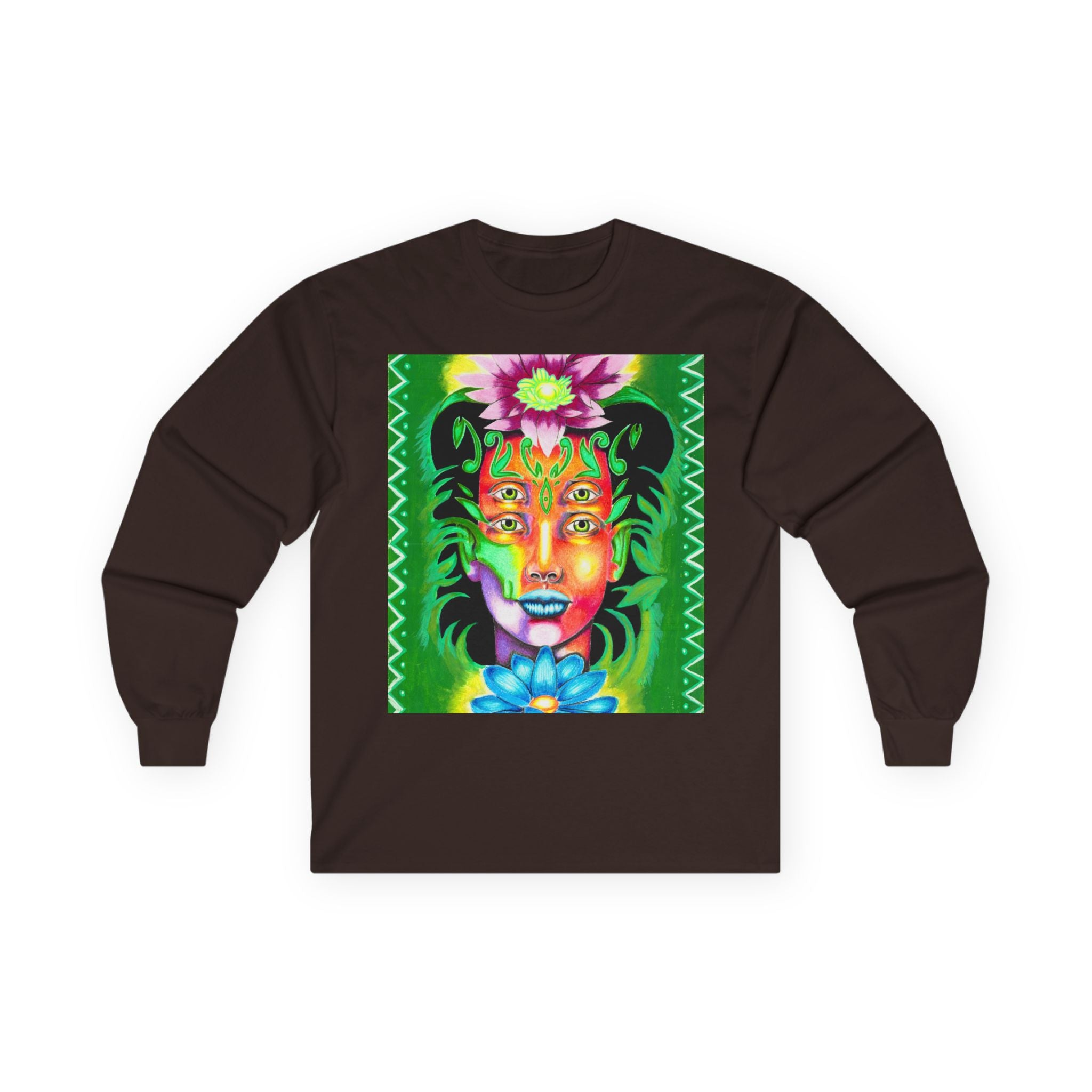 Psychedelic Floral Face Long Sleeve Tee