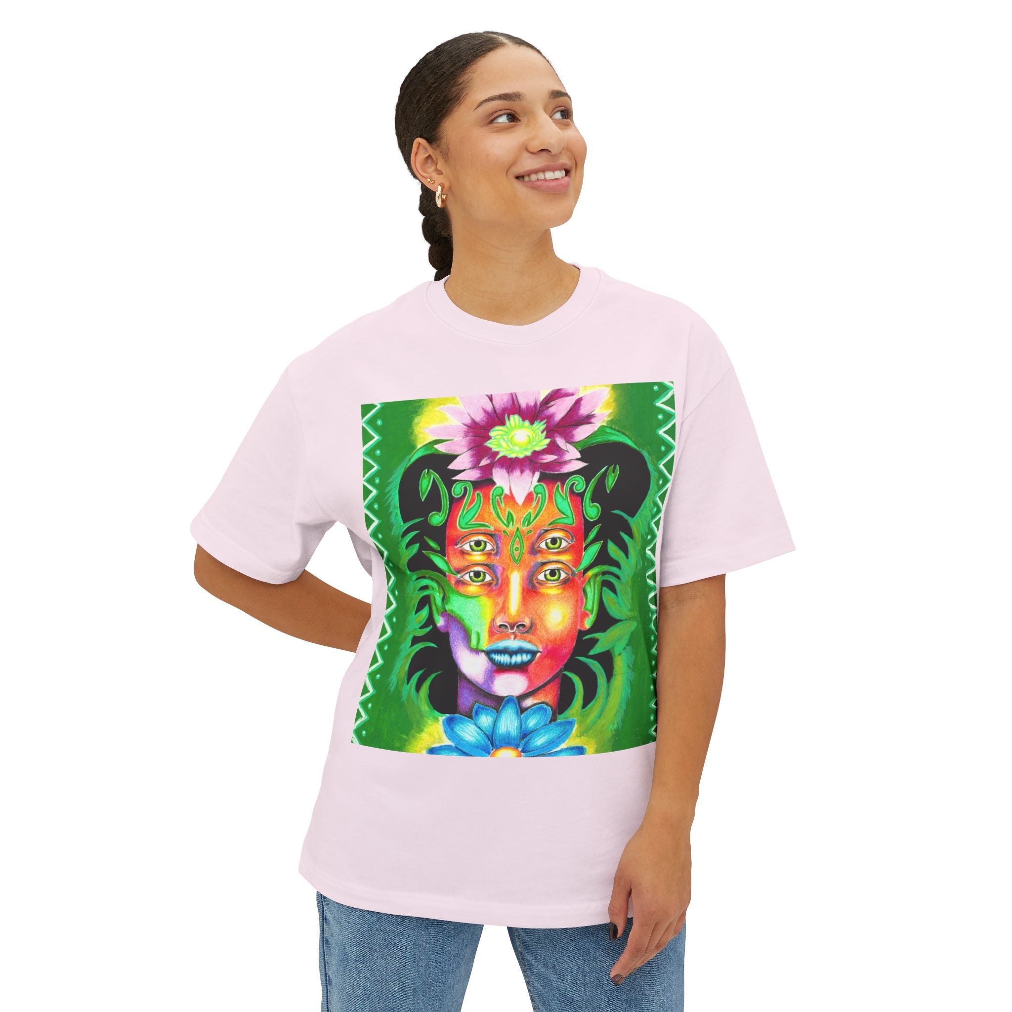 Mystic Flora Face Tee — Psychedelic Floral Art T-Shirt