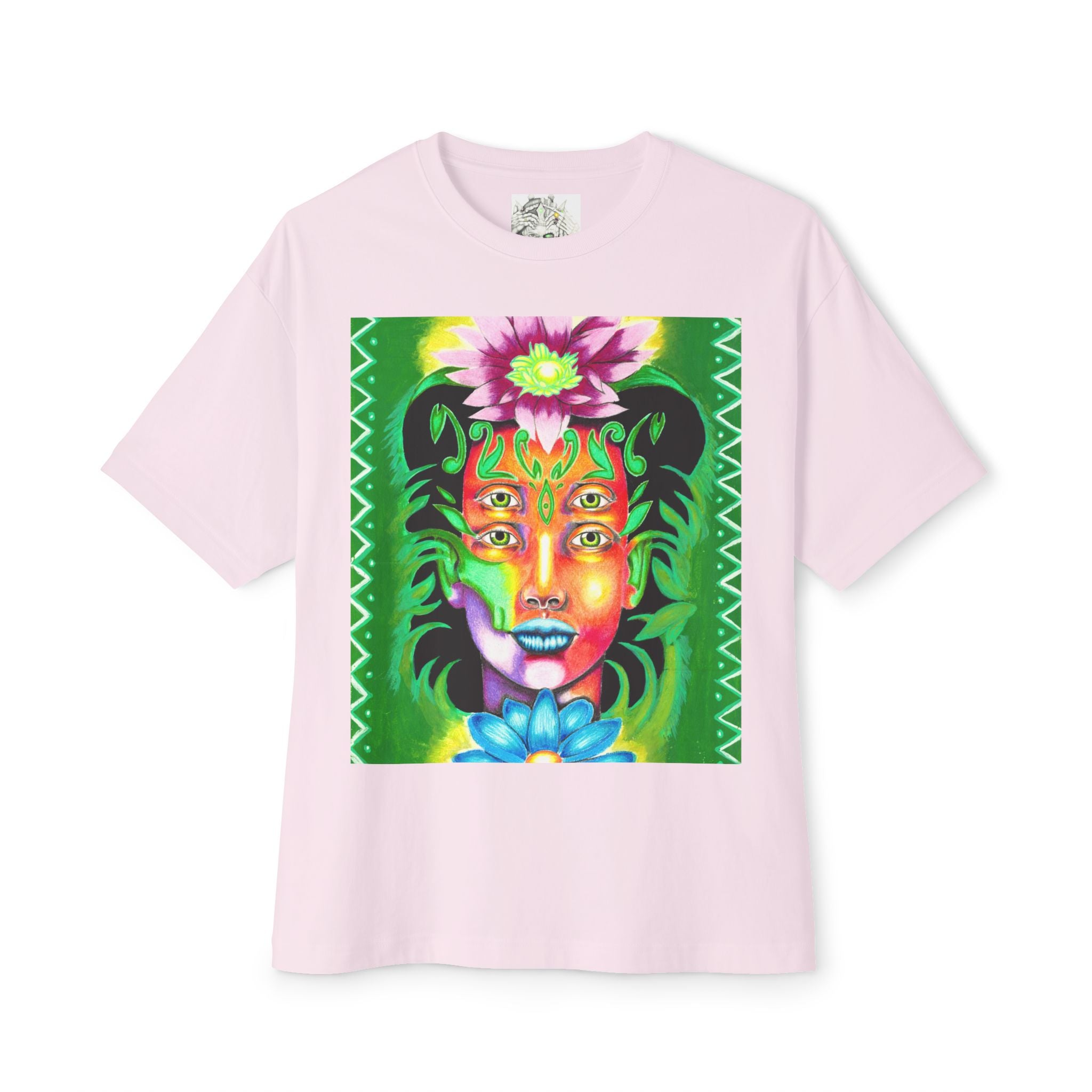 Mystic Flora Face Tee — Psychedelic Floral Art T-Shirt