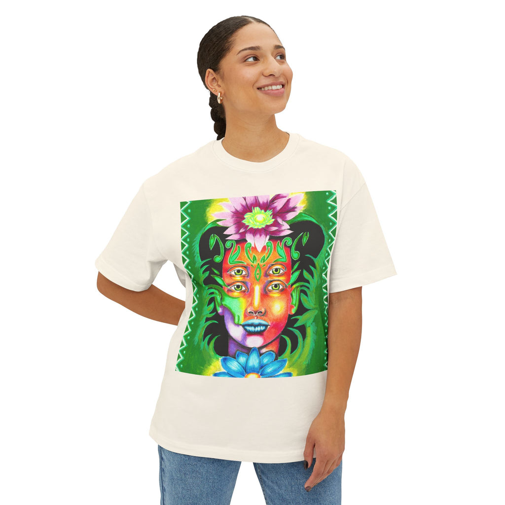 Mystic Flora Face Tee — Psychedelic Floral Art T-Shirt