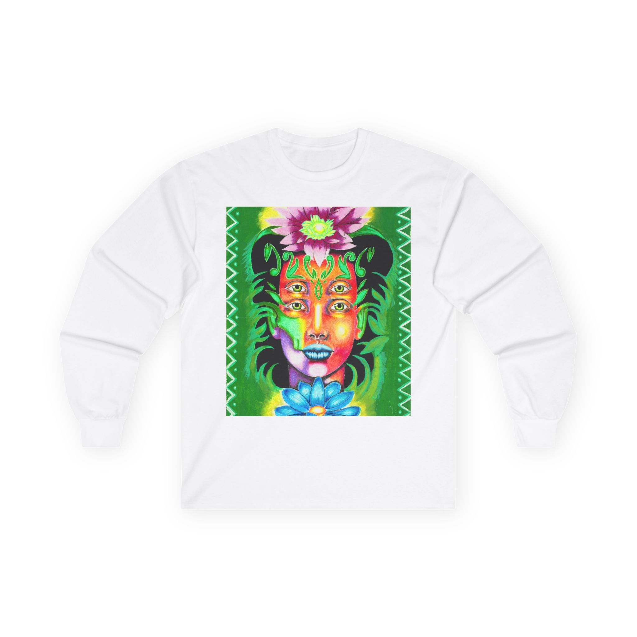 Psychedelic Floral Face Long Sleeve Tee