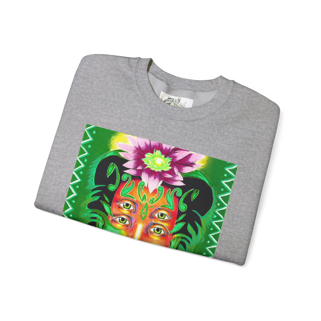 Crewneck Sweatshirt — Vibrant Floral Spirit Face Graphic