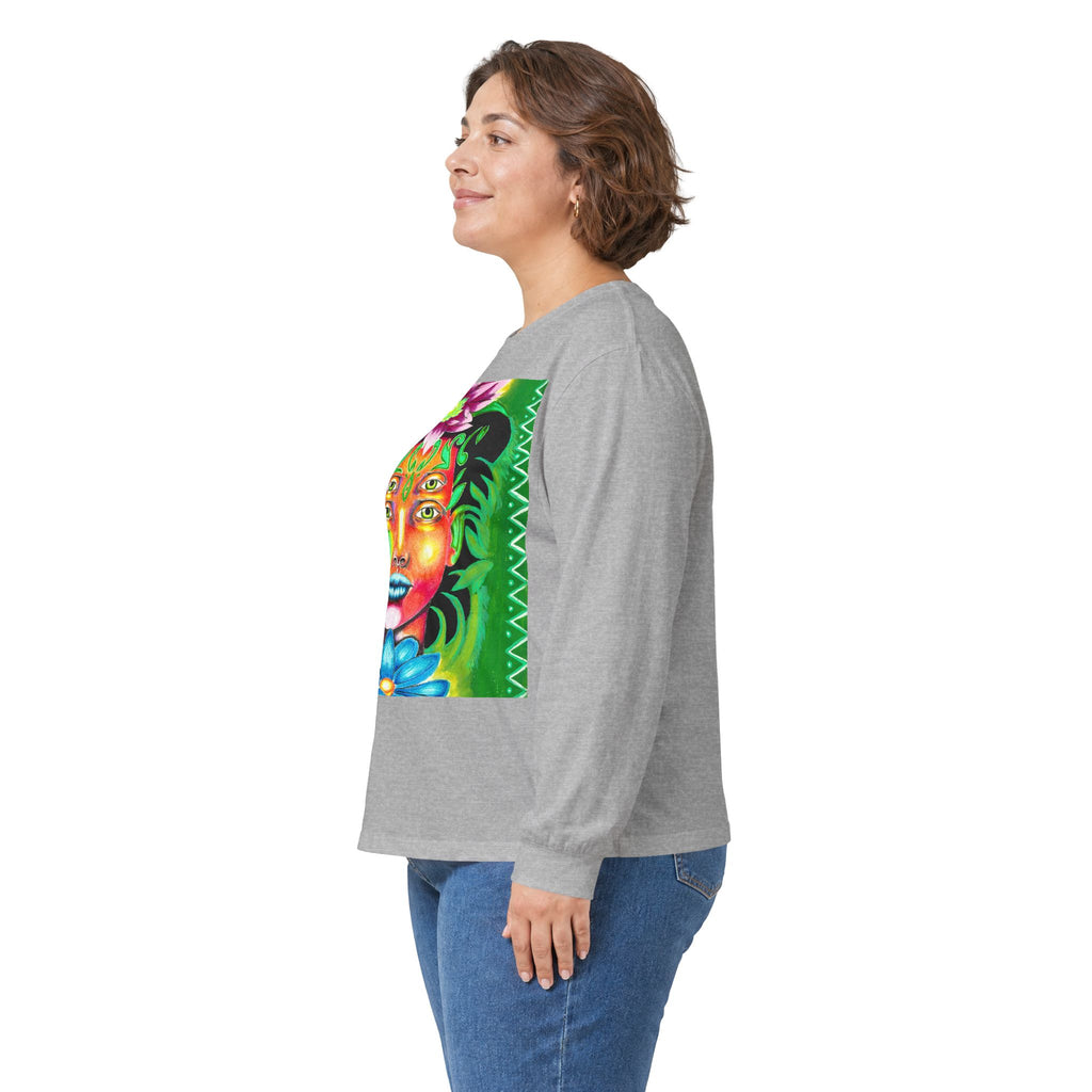 Psychedelic Floral Face Long Sleeve Tee