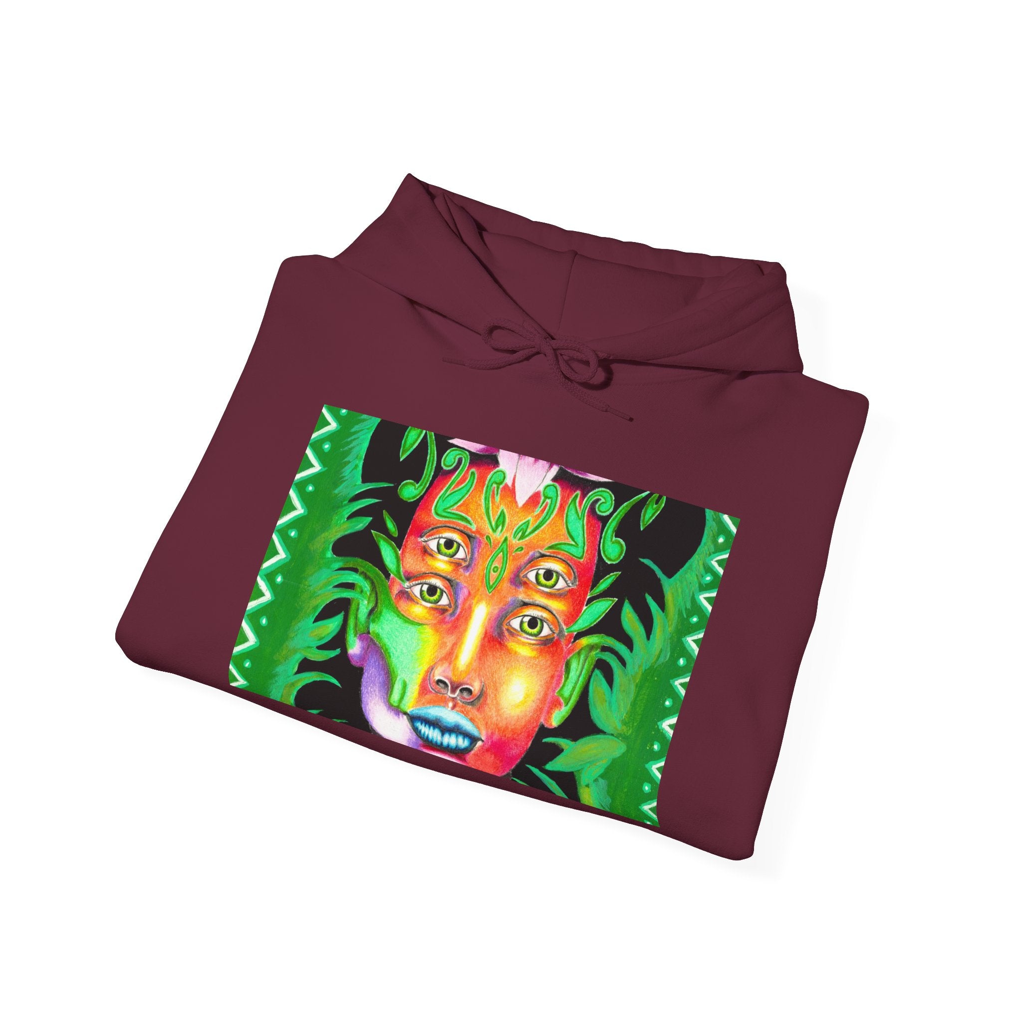 Psychedelic Green Goddess Hoodie — Vibrant Medusa Art Sweatshirt