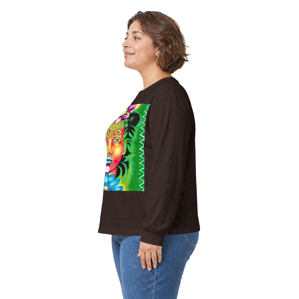 Psychedelic Floral Face Long Sleeve Tee