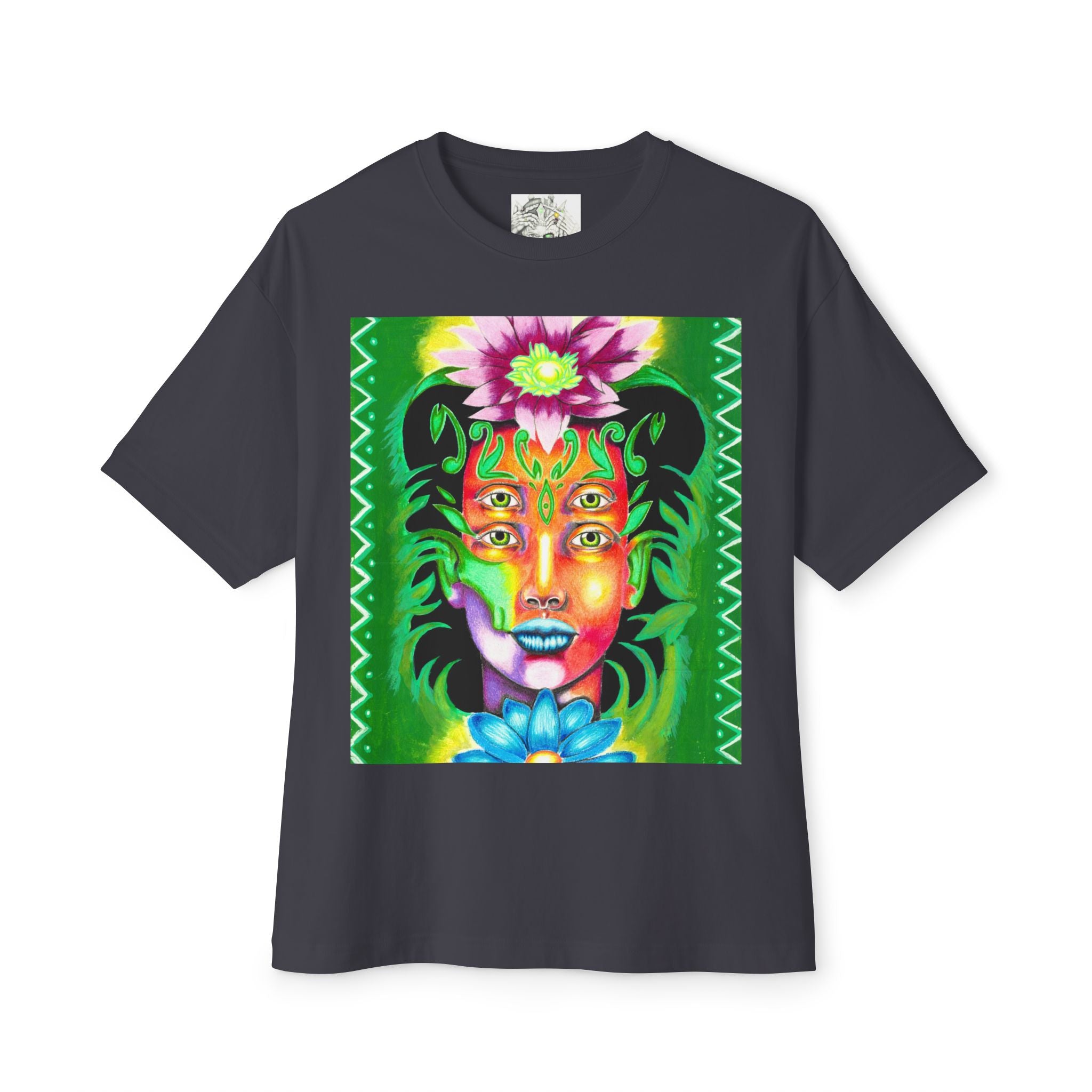 Mystic Flora Face Tee — Psychedelic Floral Art T-Shirt