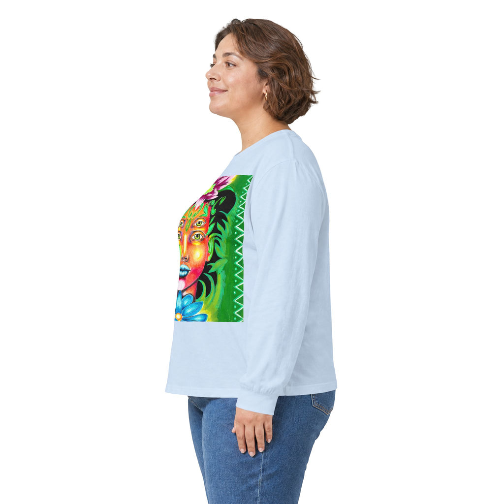 Psychedelic Floral Face Long Sleeve Tee